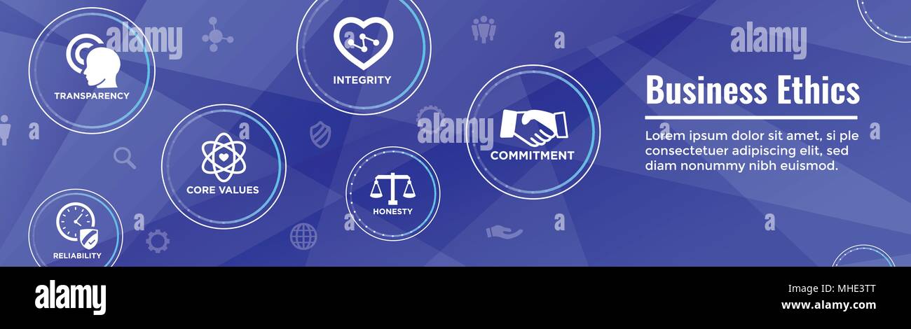 Business Ethics Web Banner Icon Set - Honesty, Integrity, Commitment ...