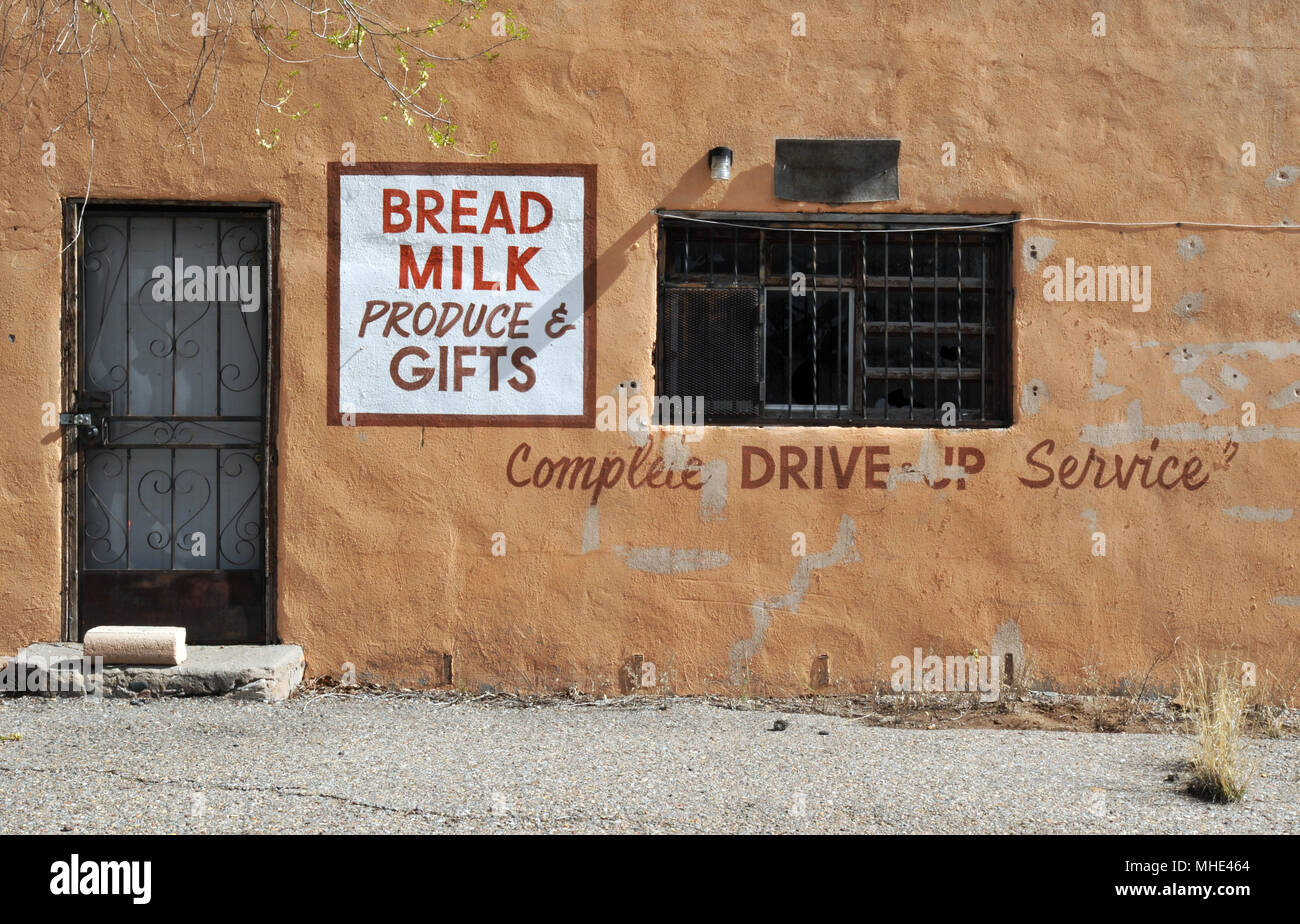 A grocery and package liquor store in Algodones, New Mexico, on the
