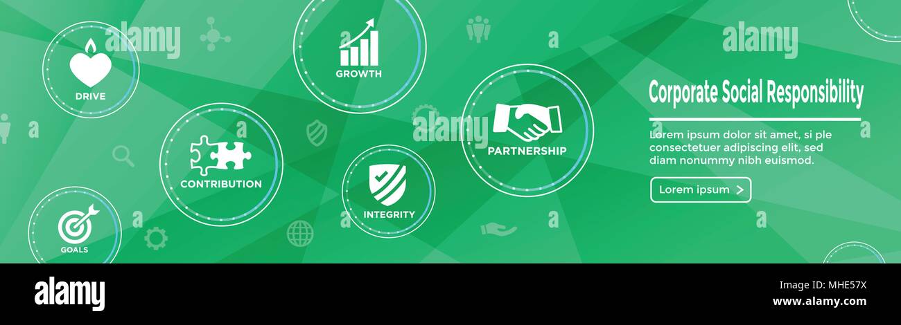 CSR - Corporate social responsibility web banner with Icon Set w ...