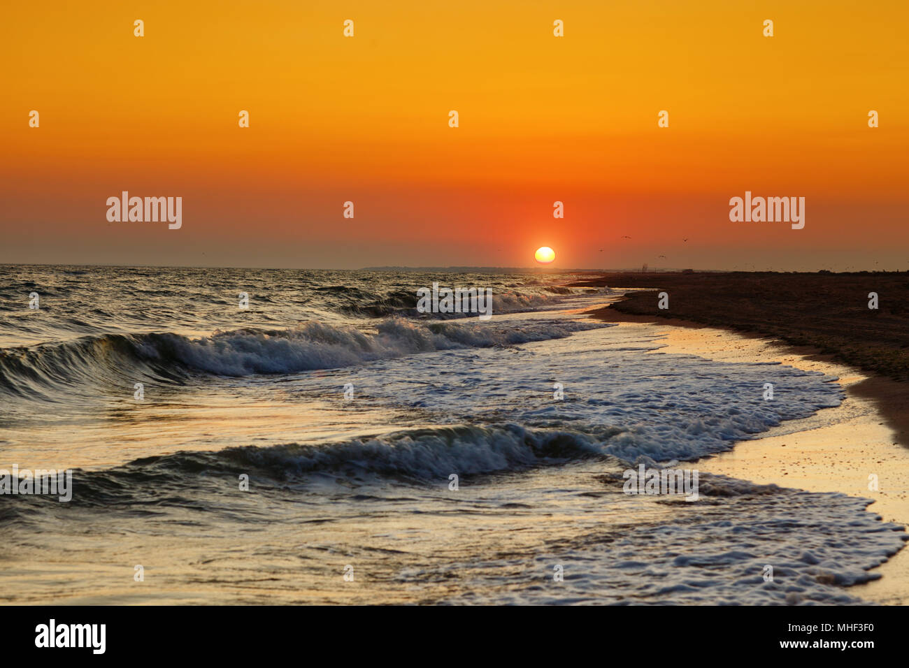 Beautiful sunset at sea. Sea background. Travel Stock Photo - Alamy