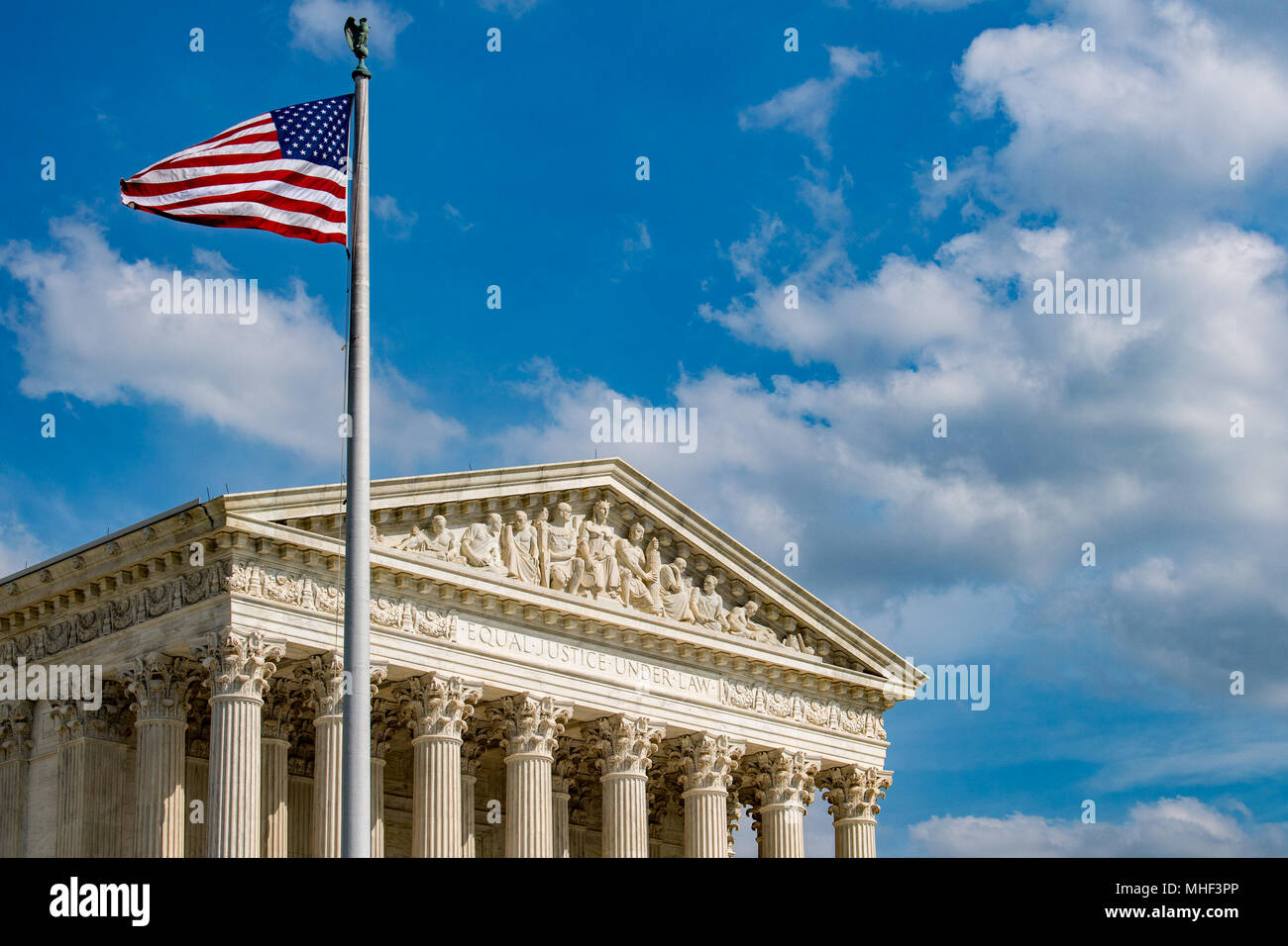 Washington DC Supreme Court facade equal justice under the law on sunny day Stock Photo