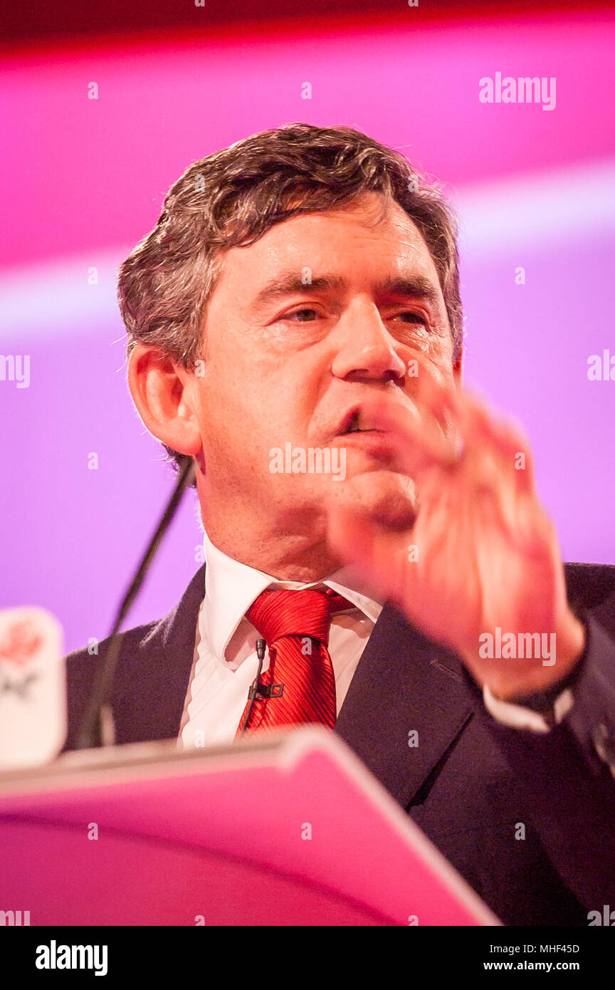 Chancellor of the Exchequer Gordon Brown MP addressing the Labour Party ...