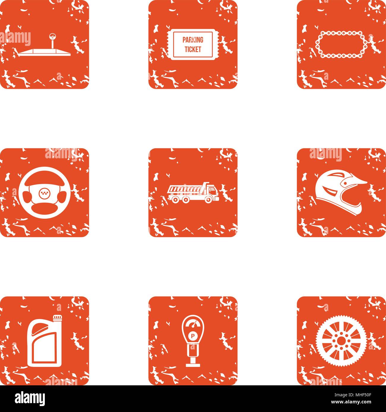 Auto ticket icons set. Grunge set of 9 auto ticket vector icons for web ...