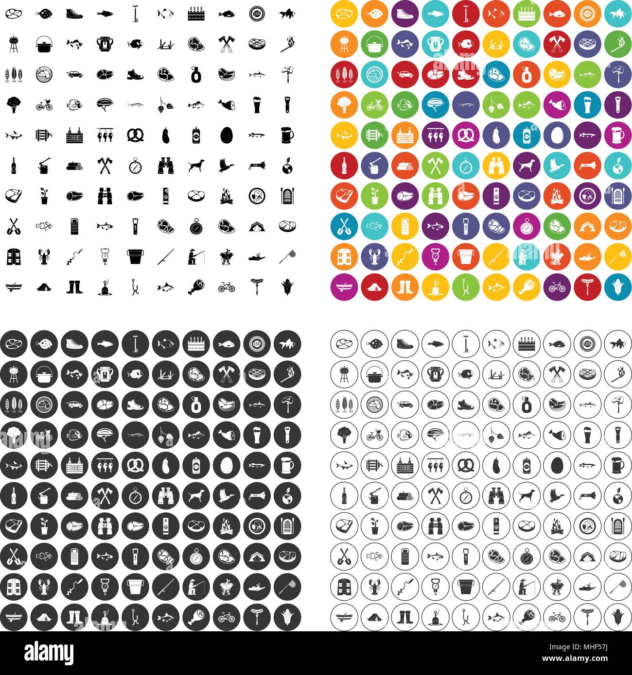 100 BBQ icons set vector in 4 variant for any web design isolated on ...