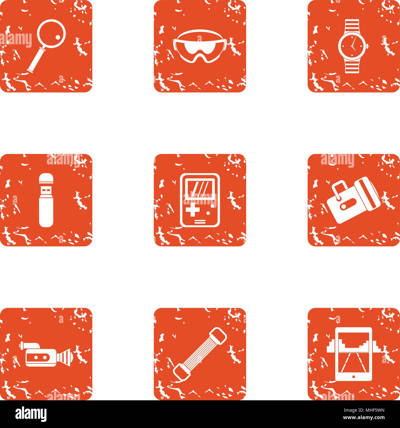 Outdoor recreation icons set. Grunge set of 9 outdoor recreation vector ...