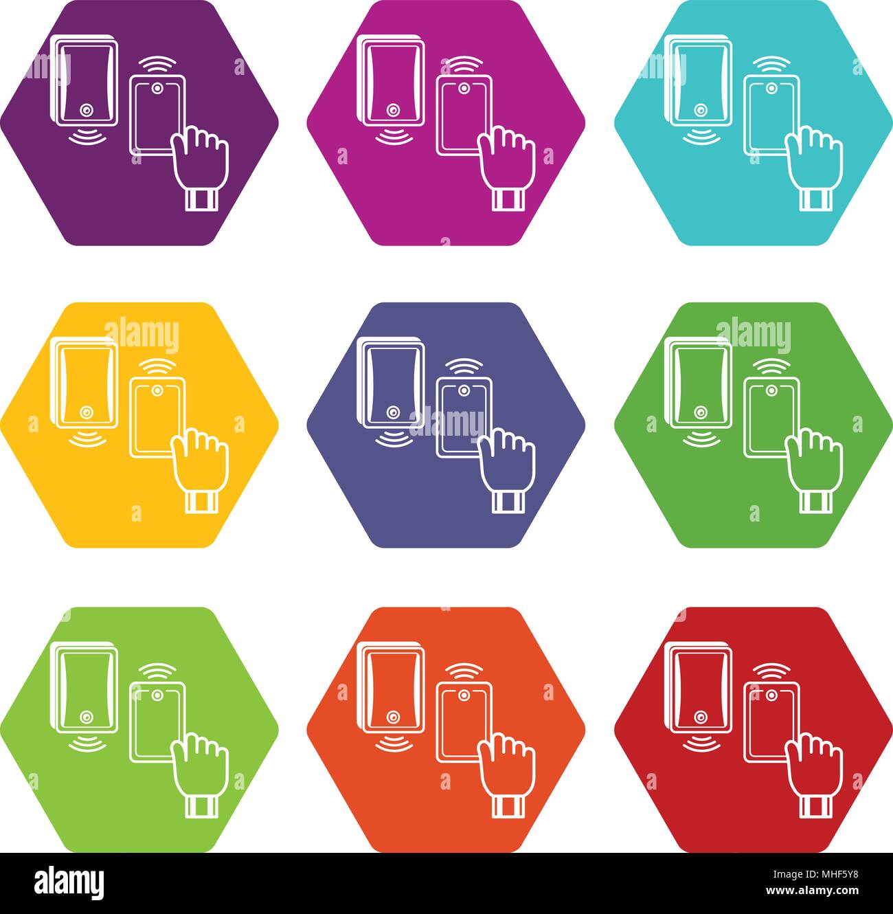 Magnetic lock icons 9 set coloful isolated on white for web Stock ...