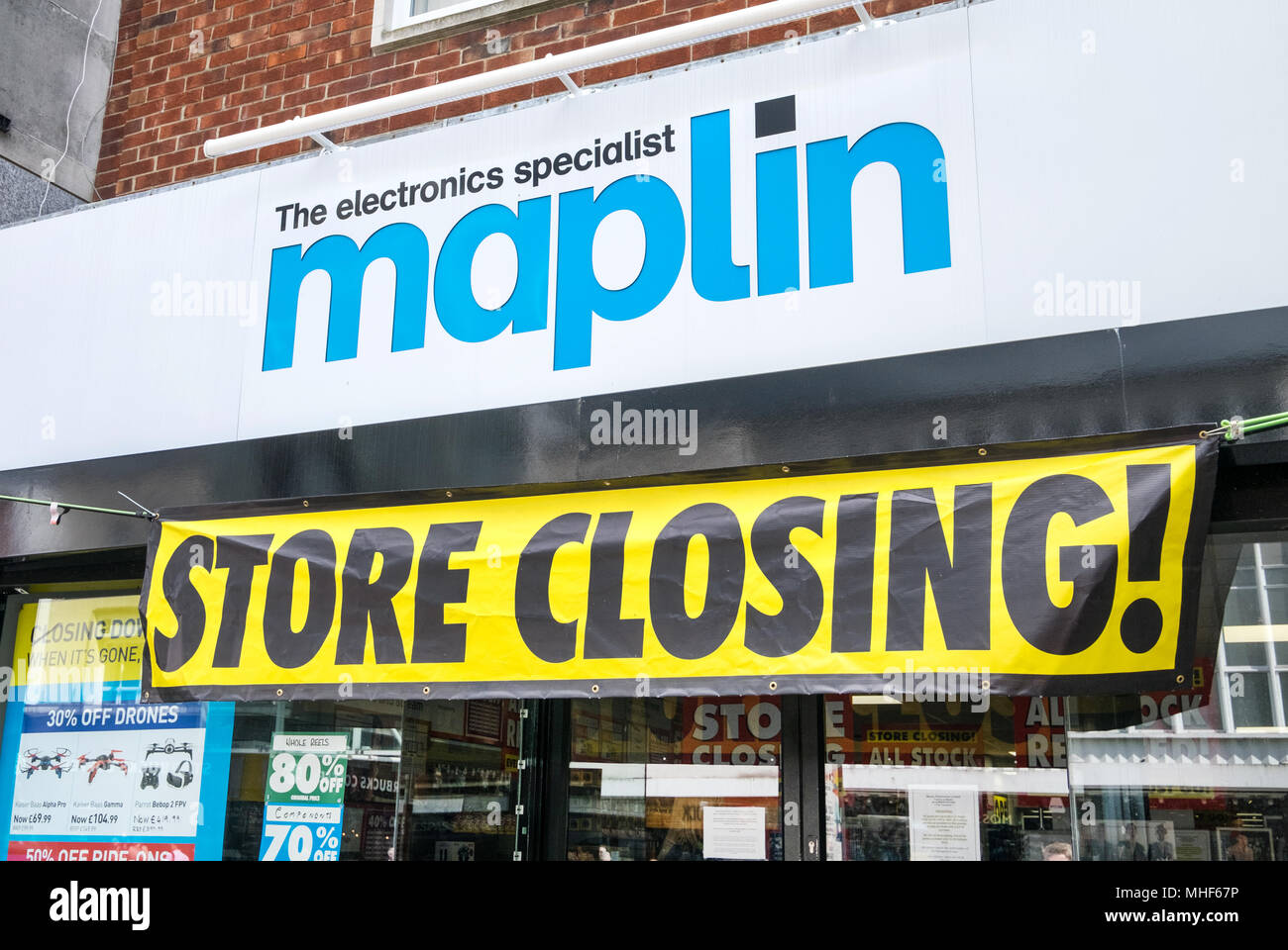 Maplin store closing down in Southampton High Street, after the electrical chain went into administration Stock Photo