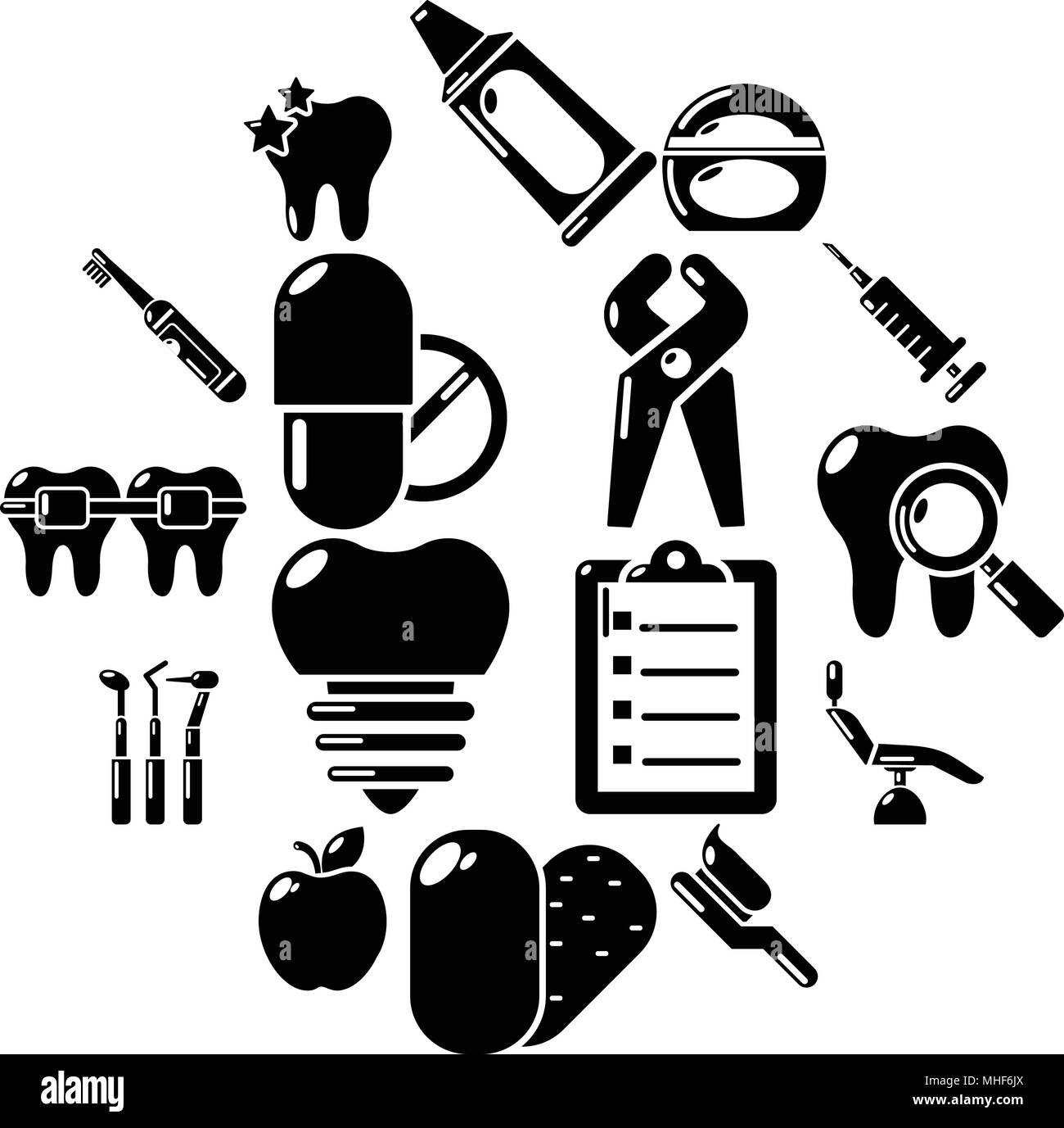 Stomatology dental icons set. Simple illustration of 16 stomatology ...
