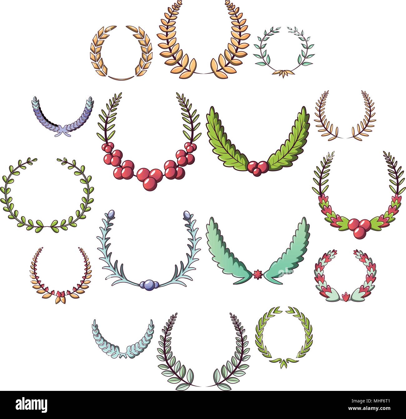 Laurel wreath icons set, cartoon style Stock Vector Image & Art - Alamy