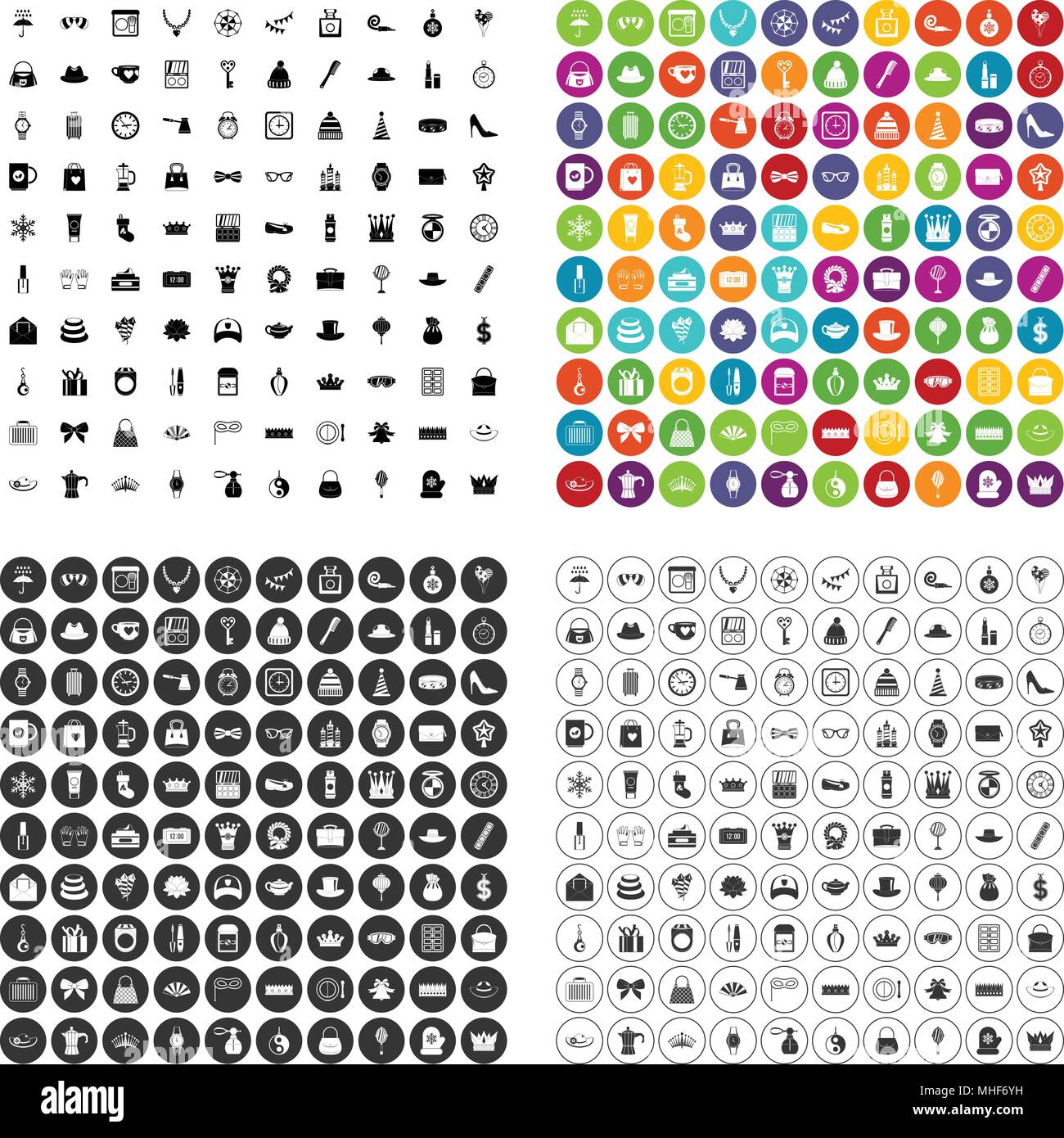 100 beautiful accessories icons set vector variant Stock Vector Image ...
