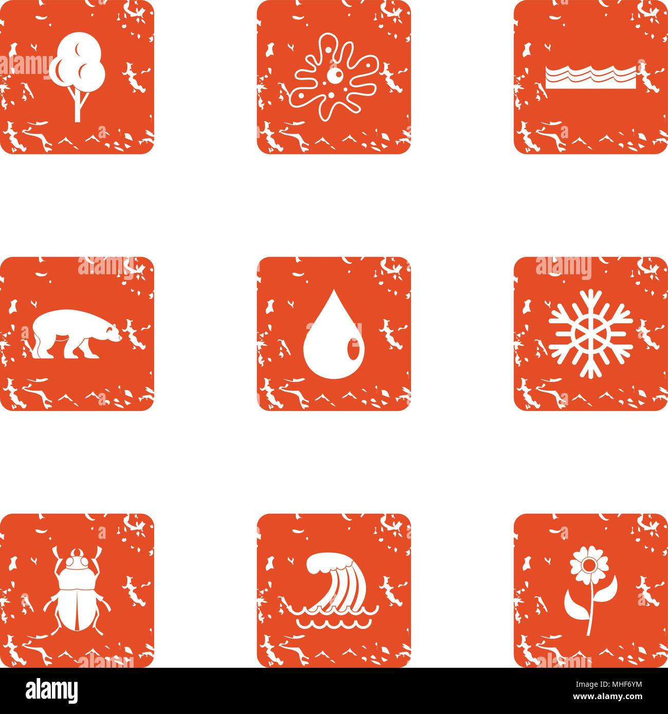 Reasonable icons set, grunge style Stock Vector