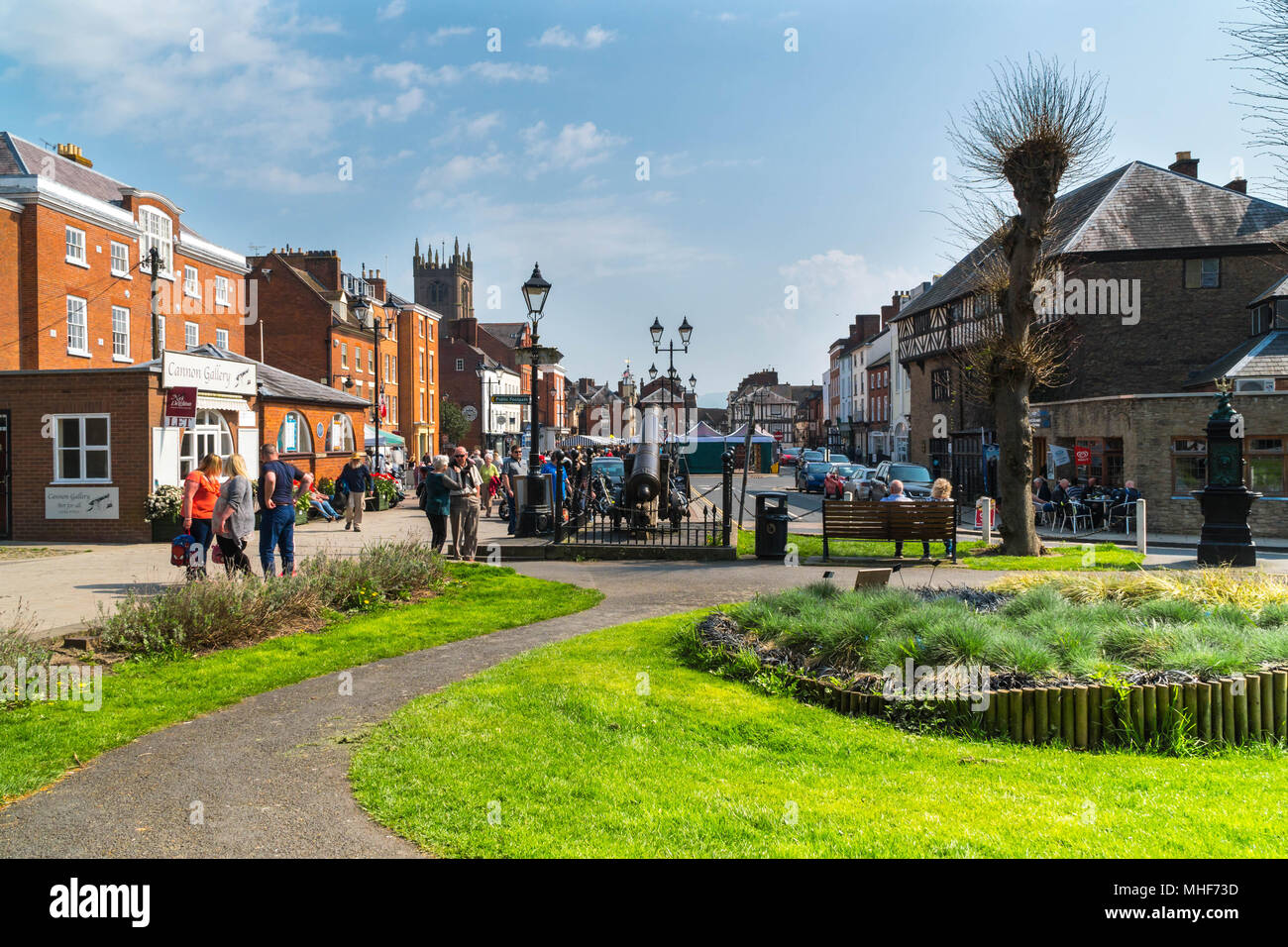 Market day in Castle Square Ludlow Shropshire UK. April 2018 Stock