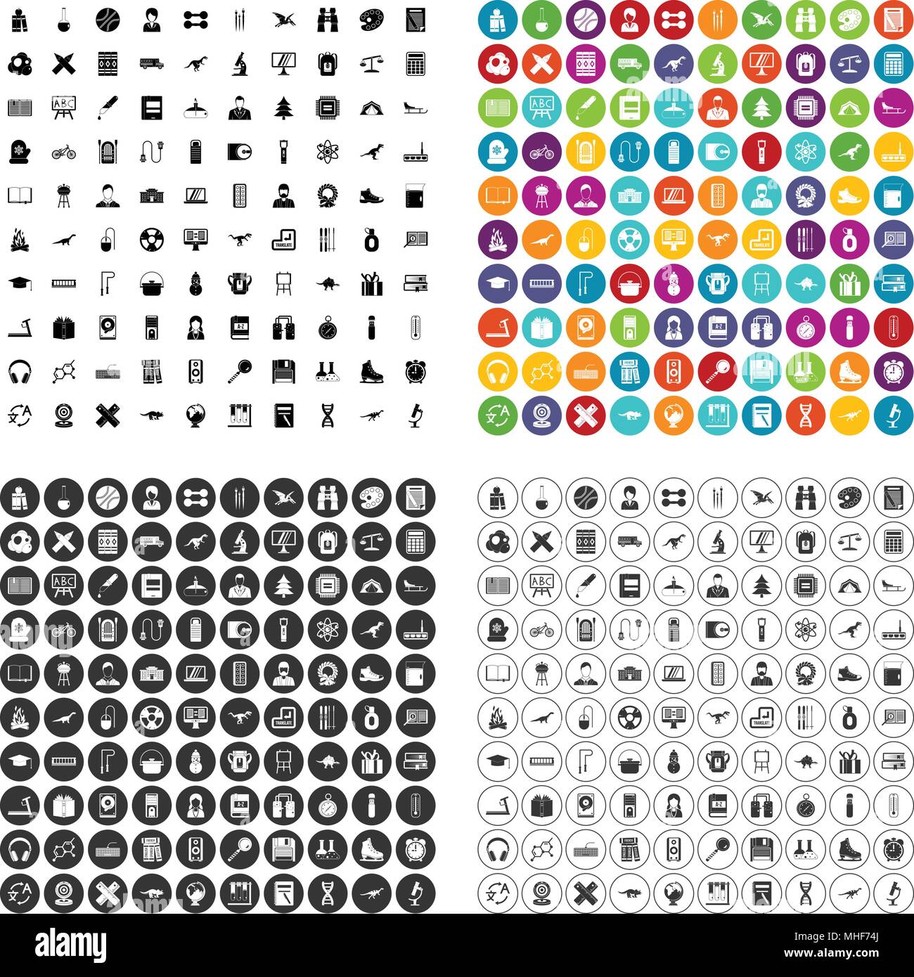 100 school activities icons set vector variant Stock Vector Image & Art ...