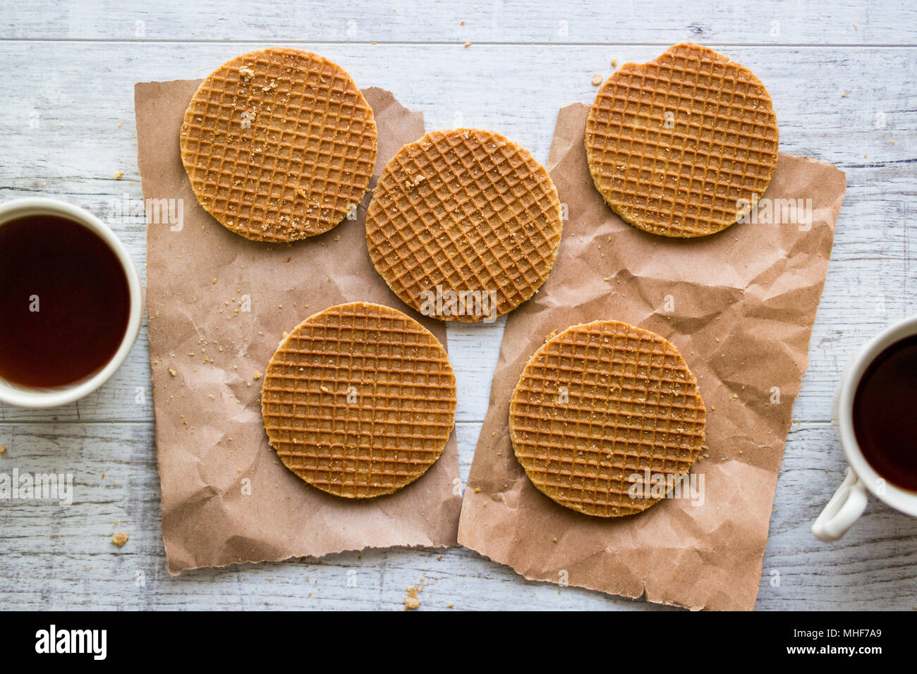Stroopwafel is a waffle made from two thin layers of baked dough with a