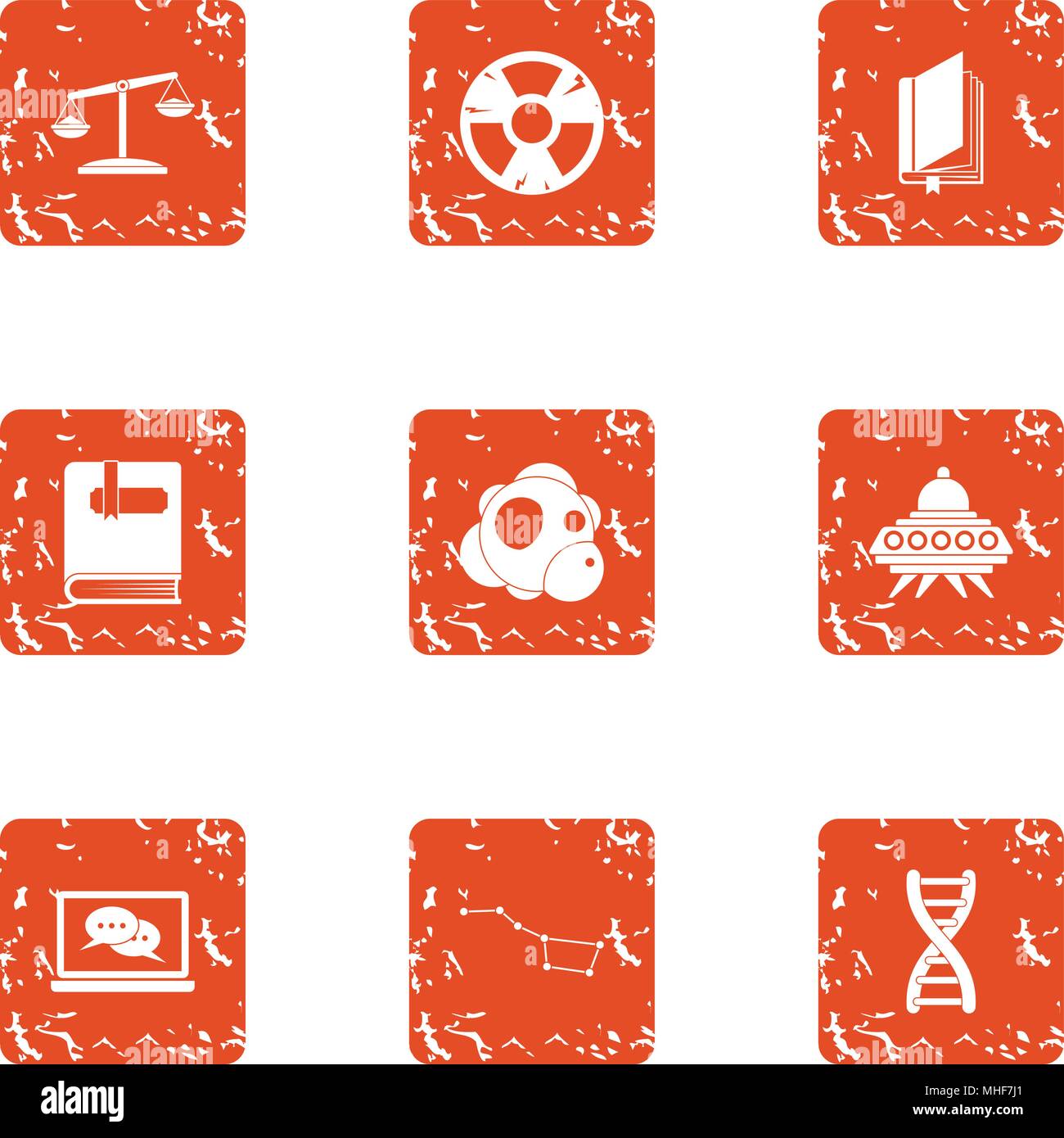 Fantasy icons set, grunge style Stock Vector