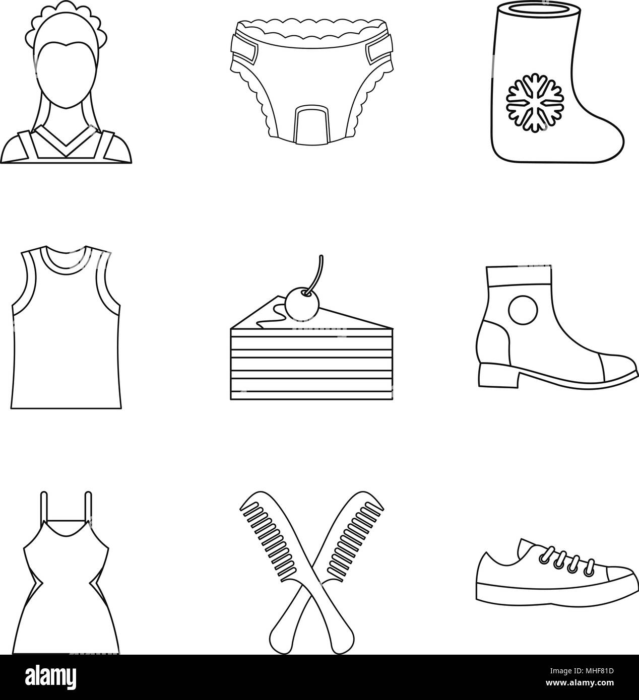 Fair site icons set, outline style Stock Vector Image & Art - Alamy
