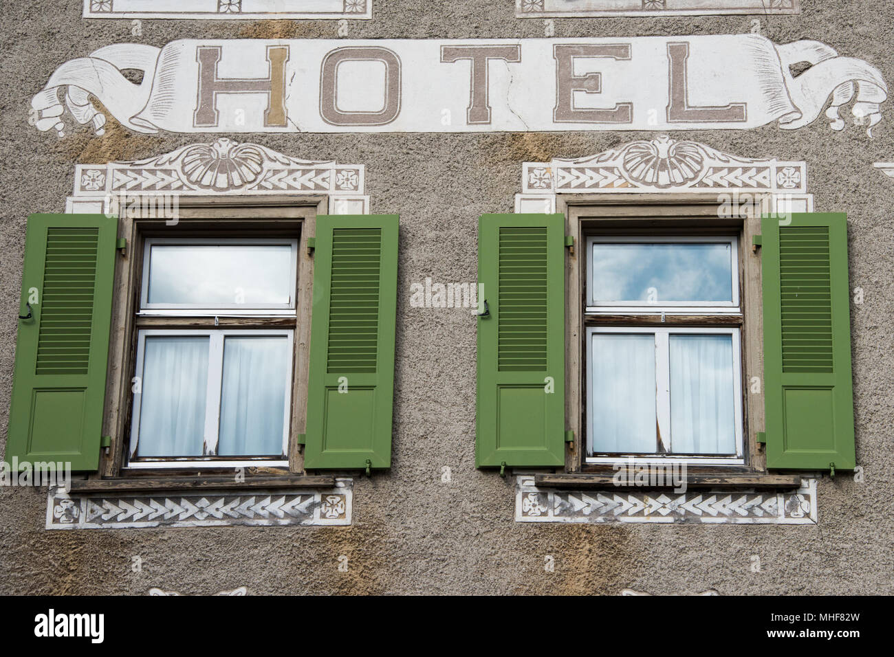 old wood window on the house wall Stock Photo - Alamy
