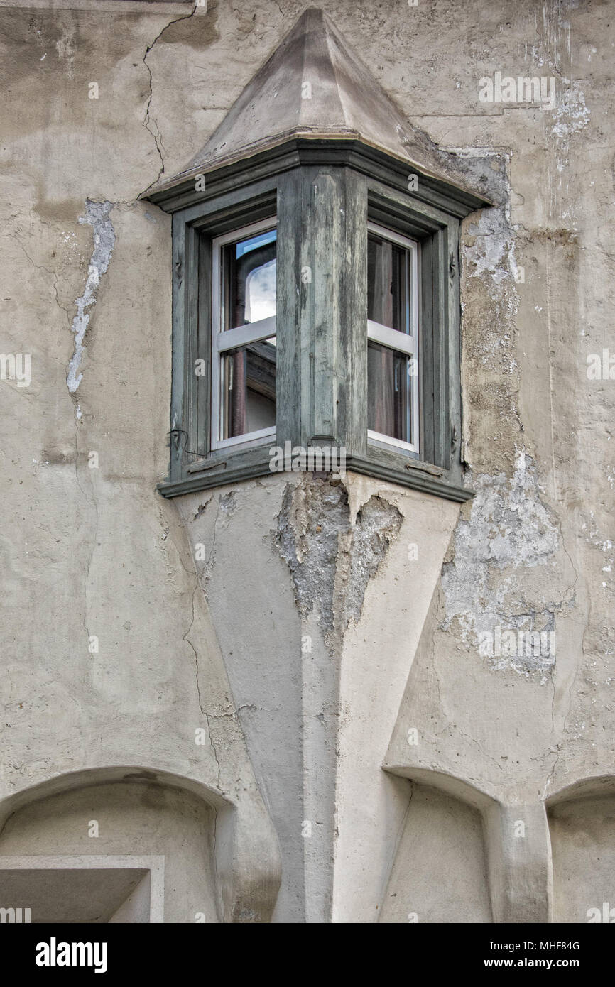 old wood window on the house wall in switzerland Stock Photo - Alamy