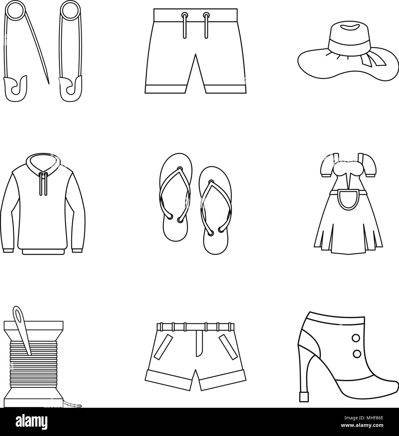 Trade fair of clothing icons set, outline style Stock Vector Image ...