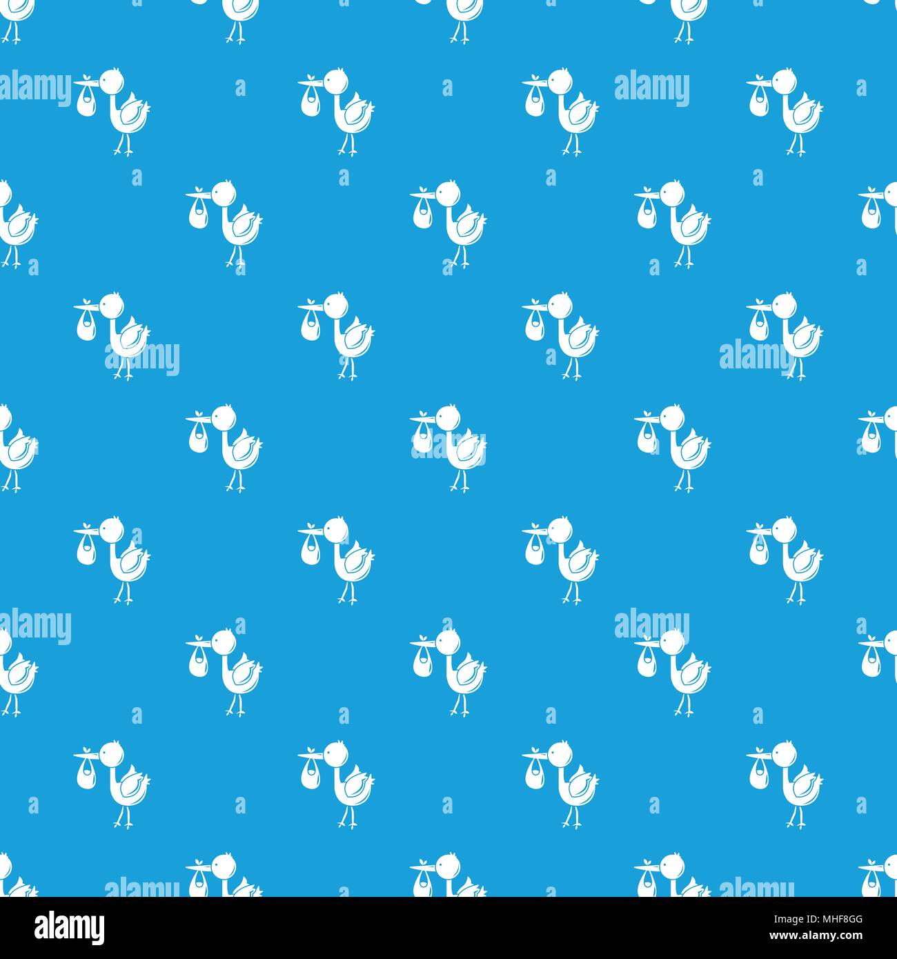 Stork child pattern vector seamless blue Stock Vector