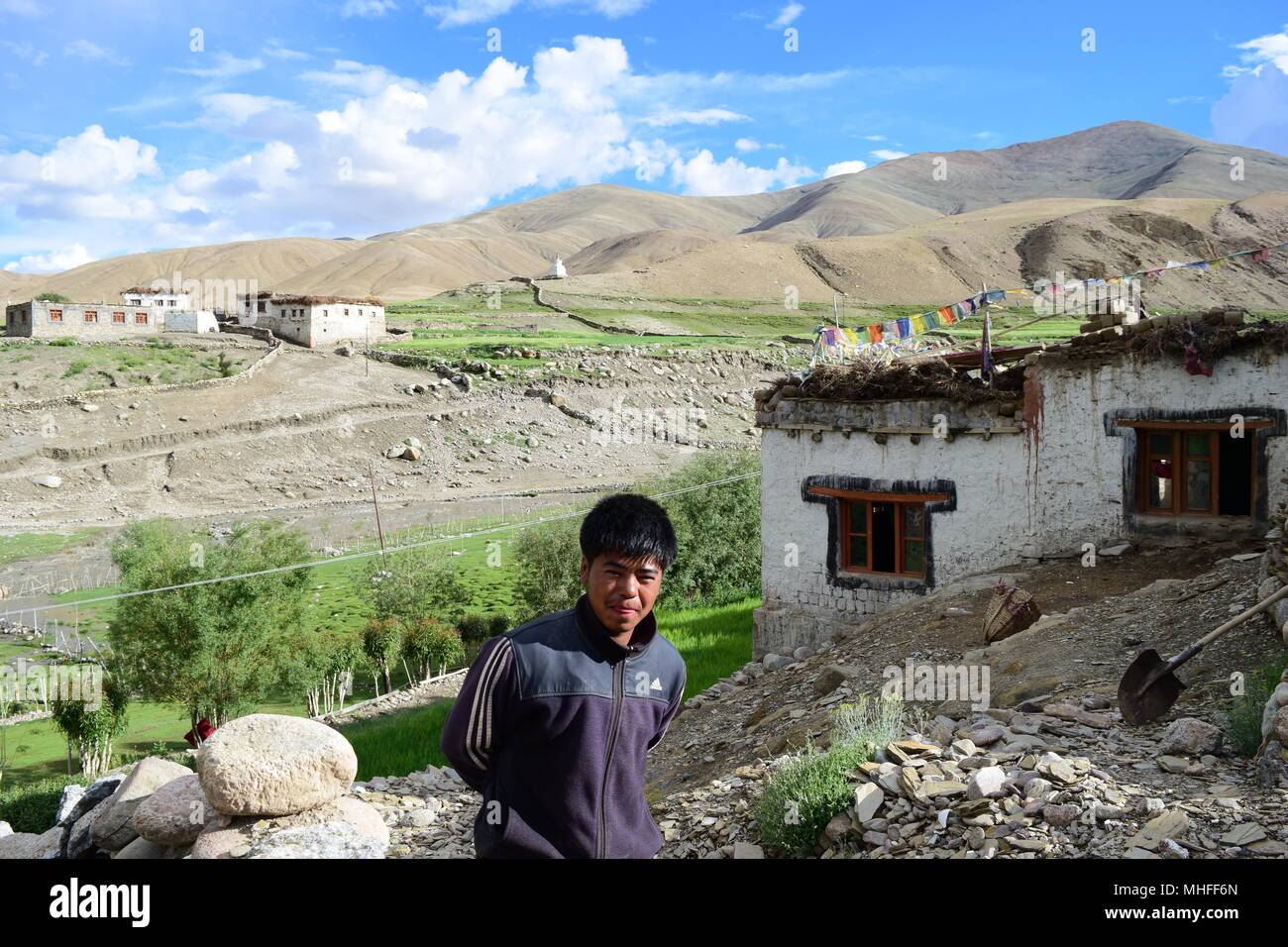 Potrait of a man in ladakh with beautiful background Himalaya Kashmir India Stock Photo