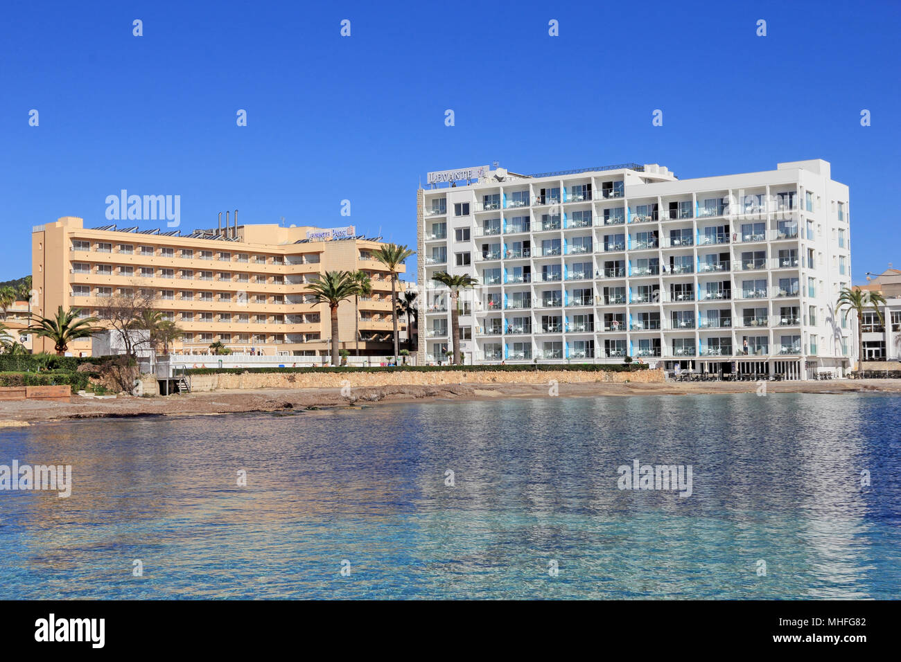 Hotels Levante and Levante Park, Cala Bona, Mallorca Stock Photo - Alamy