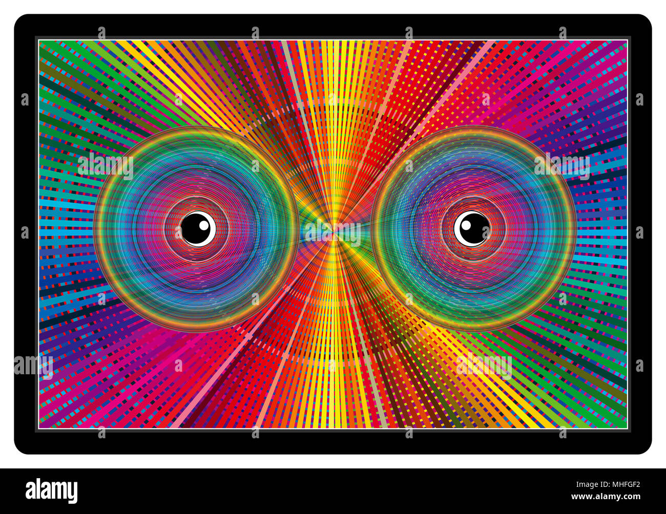 Computer vision syndrome damaging the eyesight Stock Photo