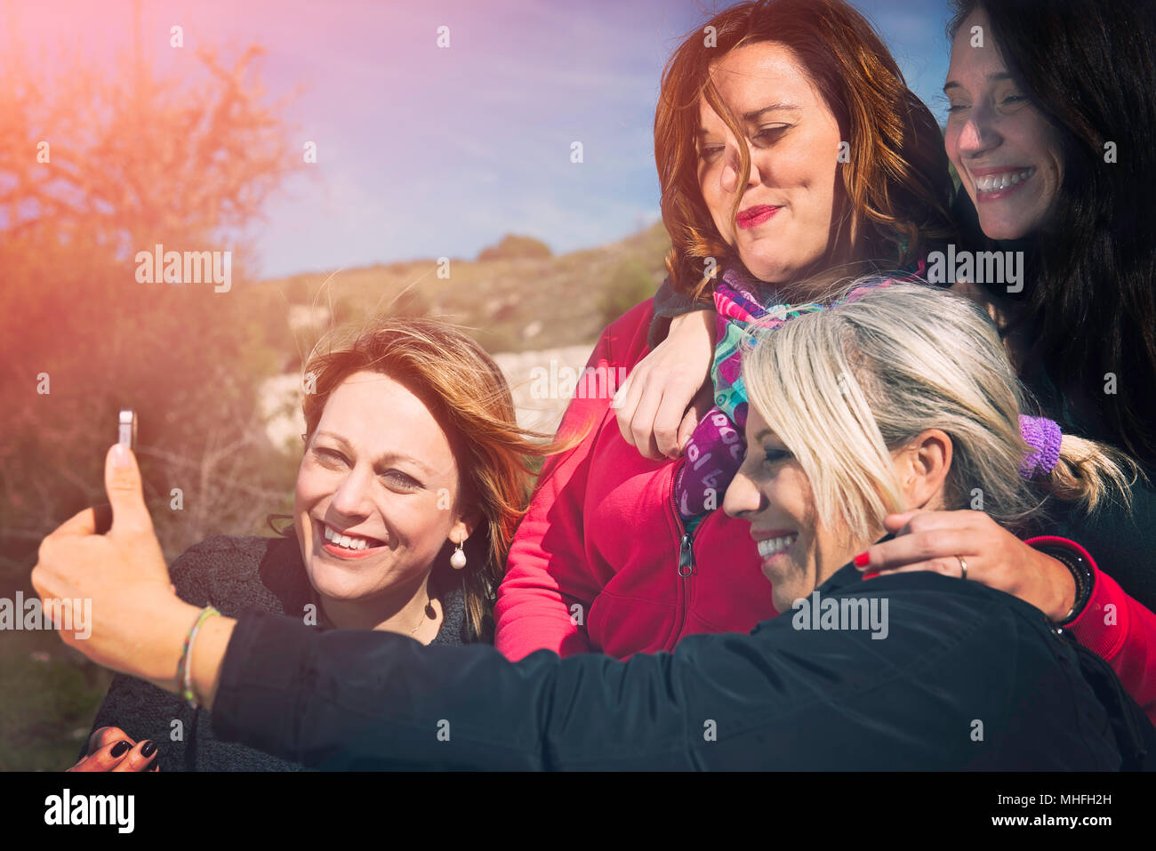 Selfie between women Stock Photo