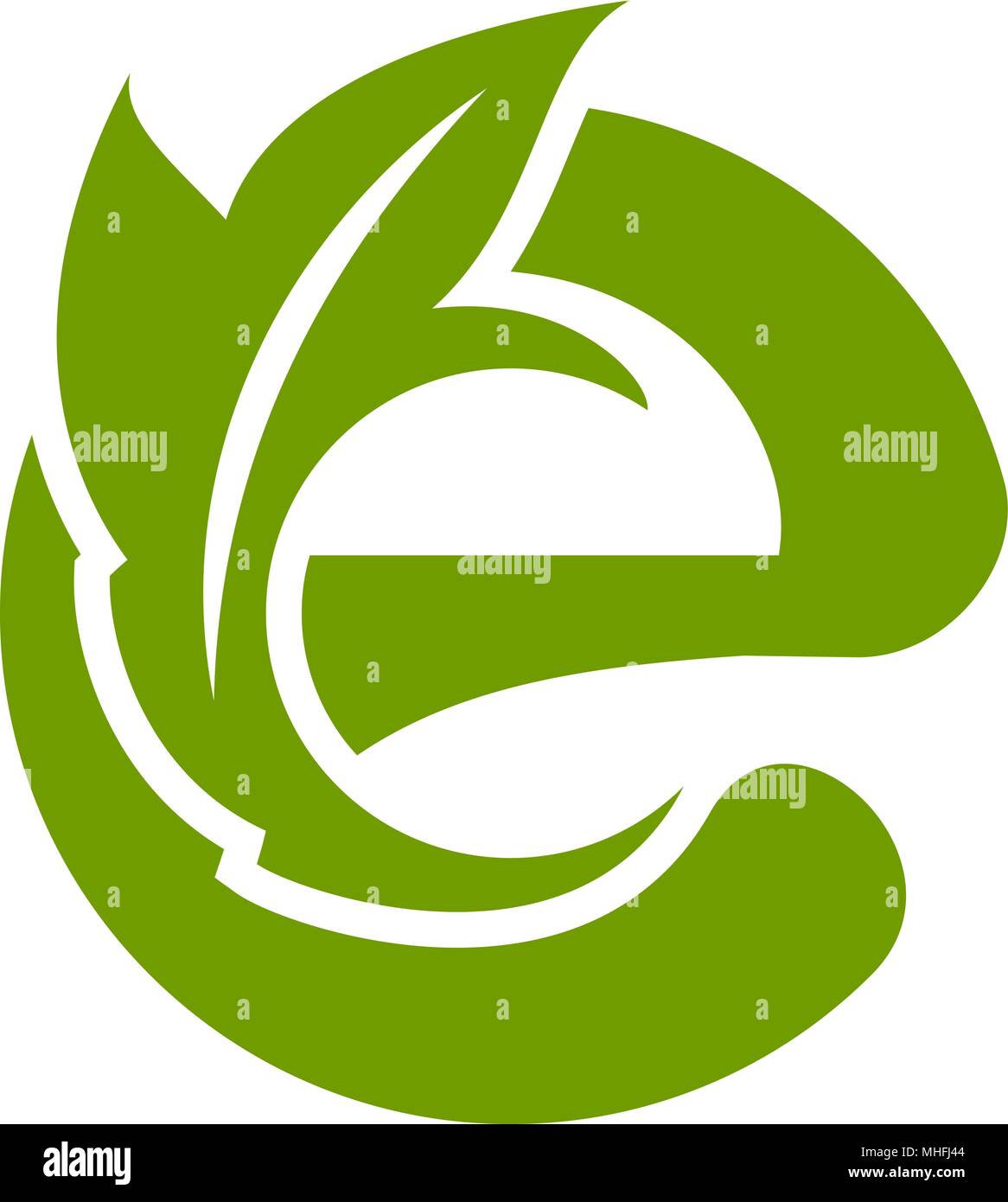 Logo e letter with leaves Stock Vector