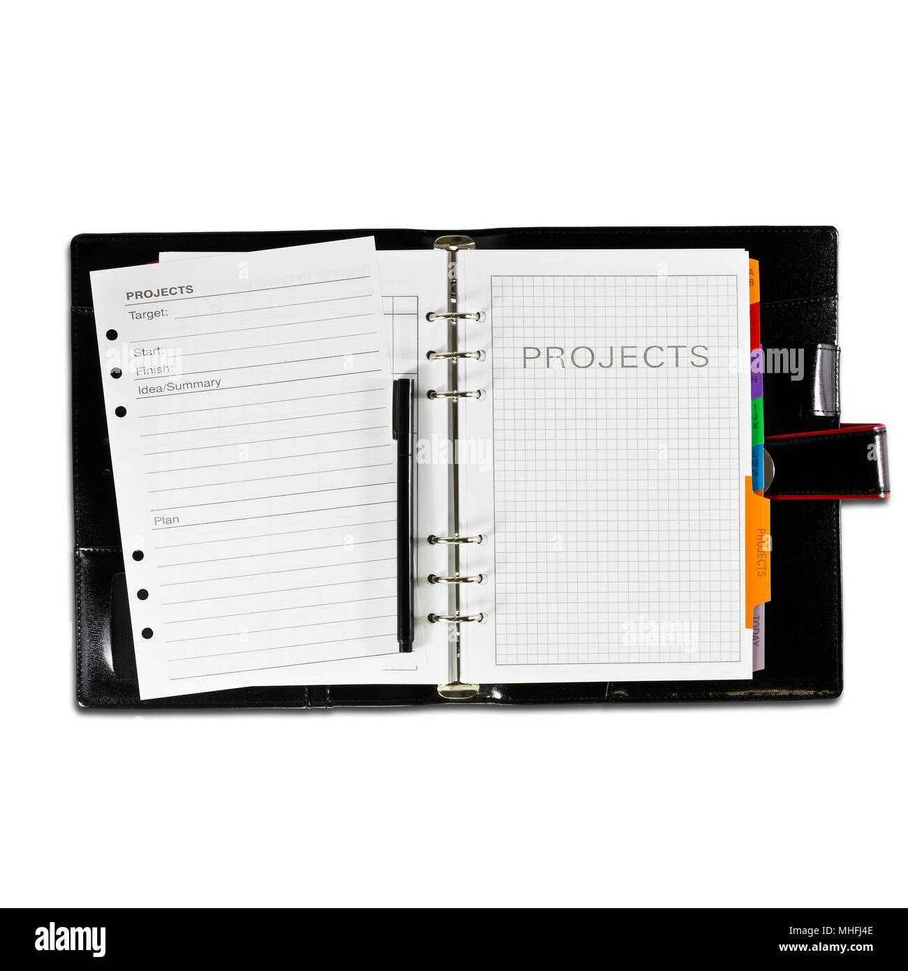 Projects Diary Book On White Background Stock Photo Alamy