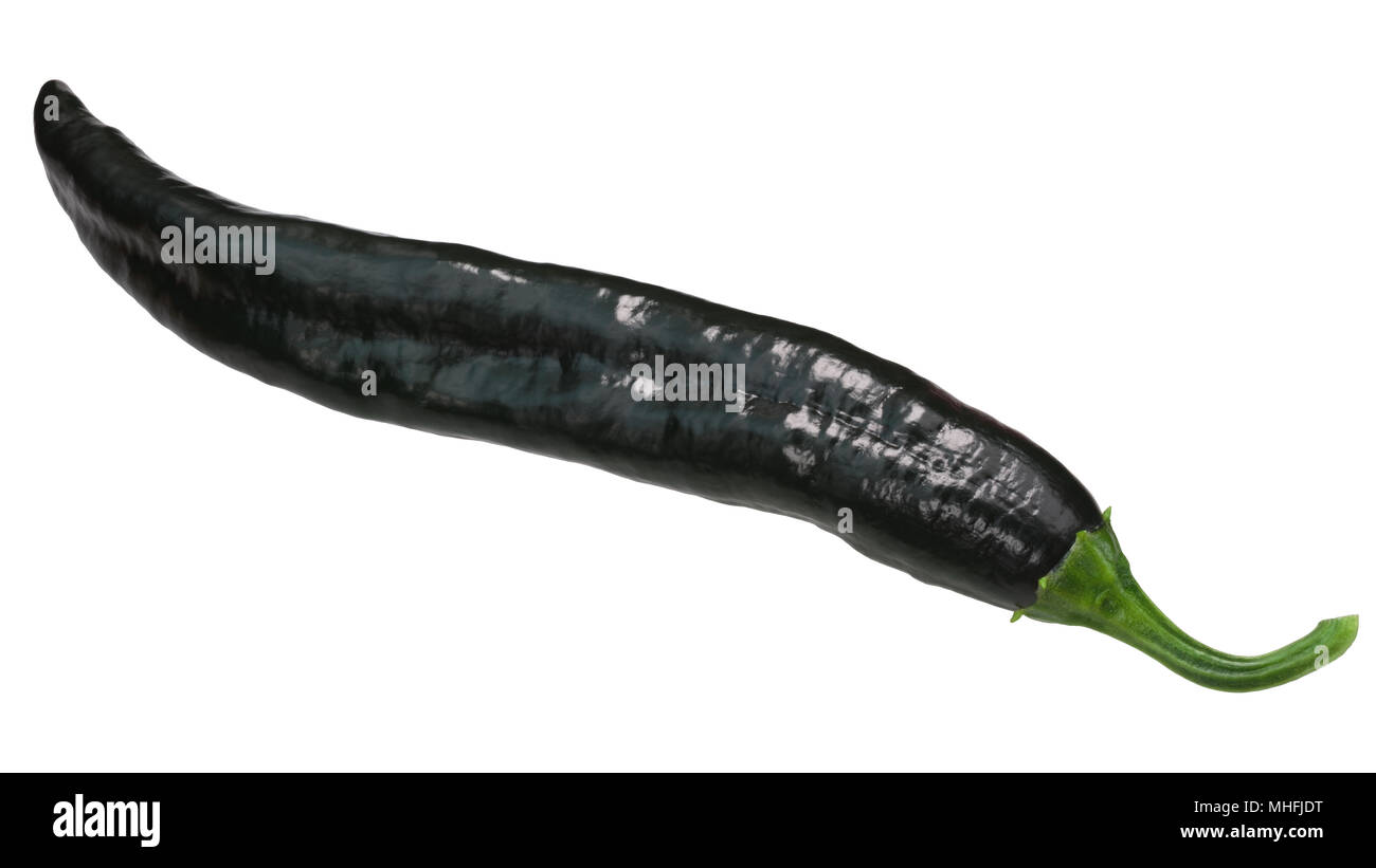 Pasilla Bajio or Chilaca chili pepper (Capsicum annuum), whole green pod Stock Photo