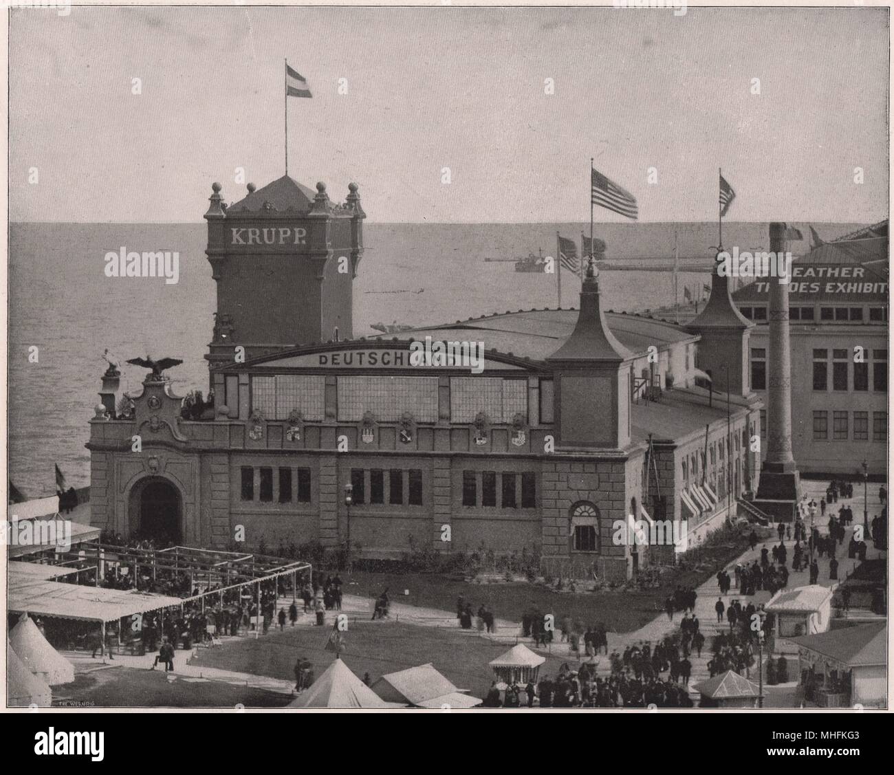 The Krupp Gun building - The Krupp display at the Fair is one which elicits great interest Stock Photo