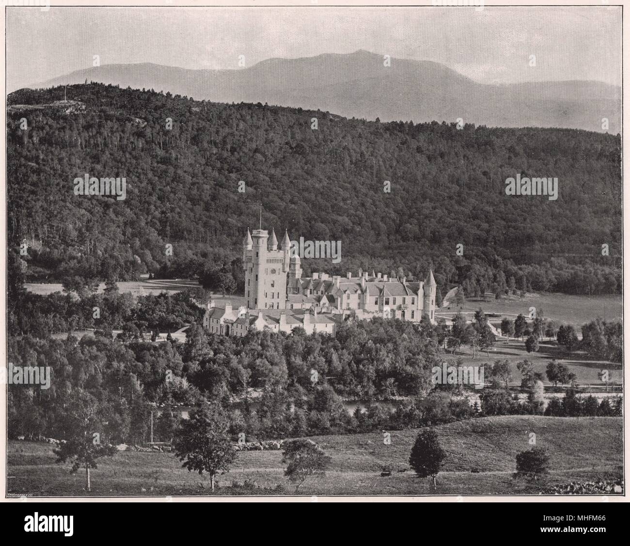Balmoral Castle - It was in 1848 that the Queen first visited Balmoral and conceived the idea of making it her Highland home Stock Photo
