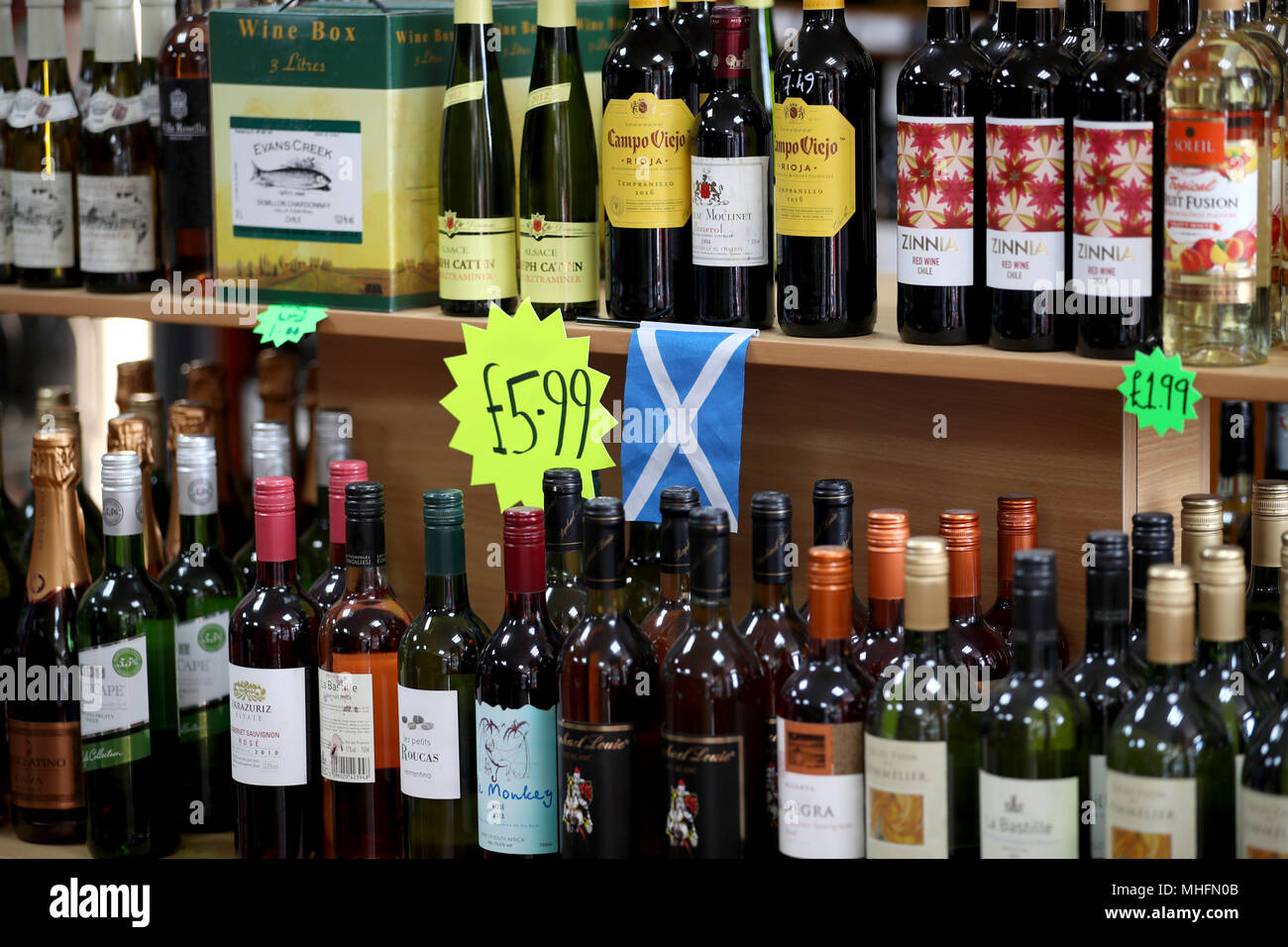 Alcohol for sale in an Edinburgh offlicence as Scotland has the