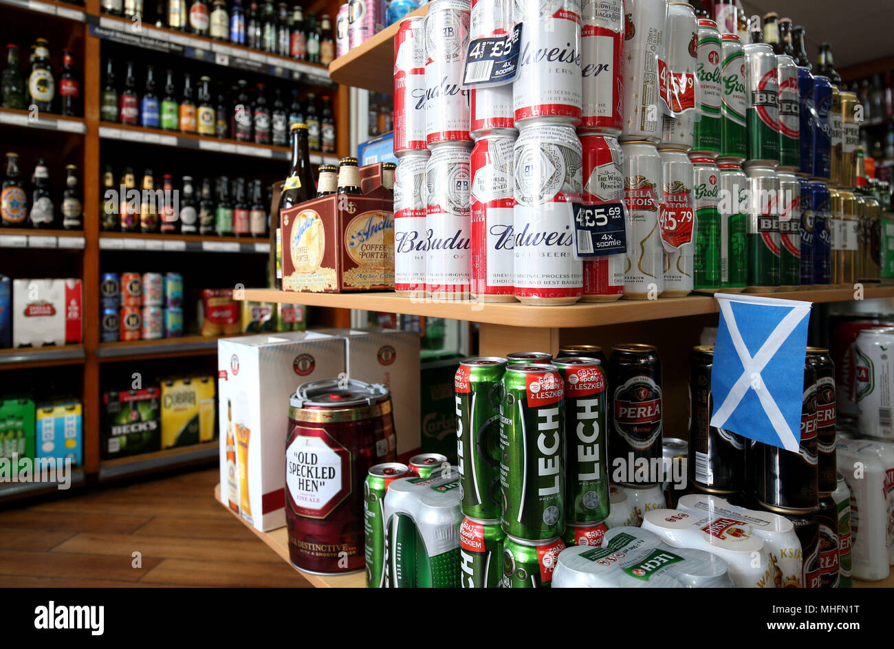 Alcohol for sale in an Edinburgh offlicence as Scotland has the