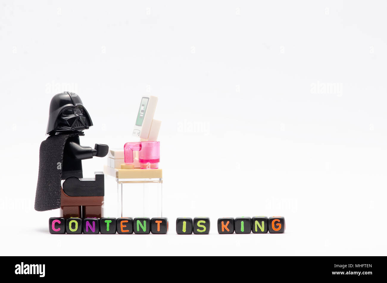 Lego Darth Vader On Chair With Word Content Is King Lego
