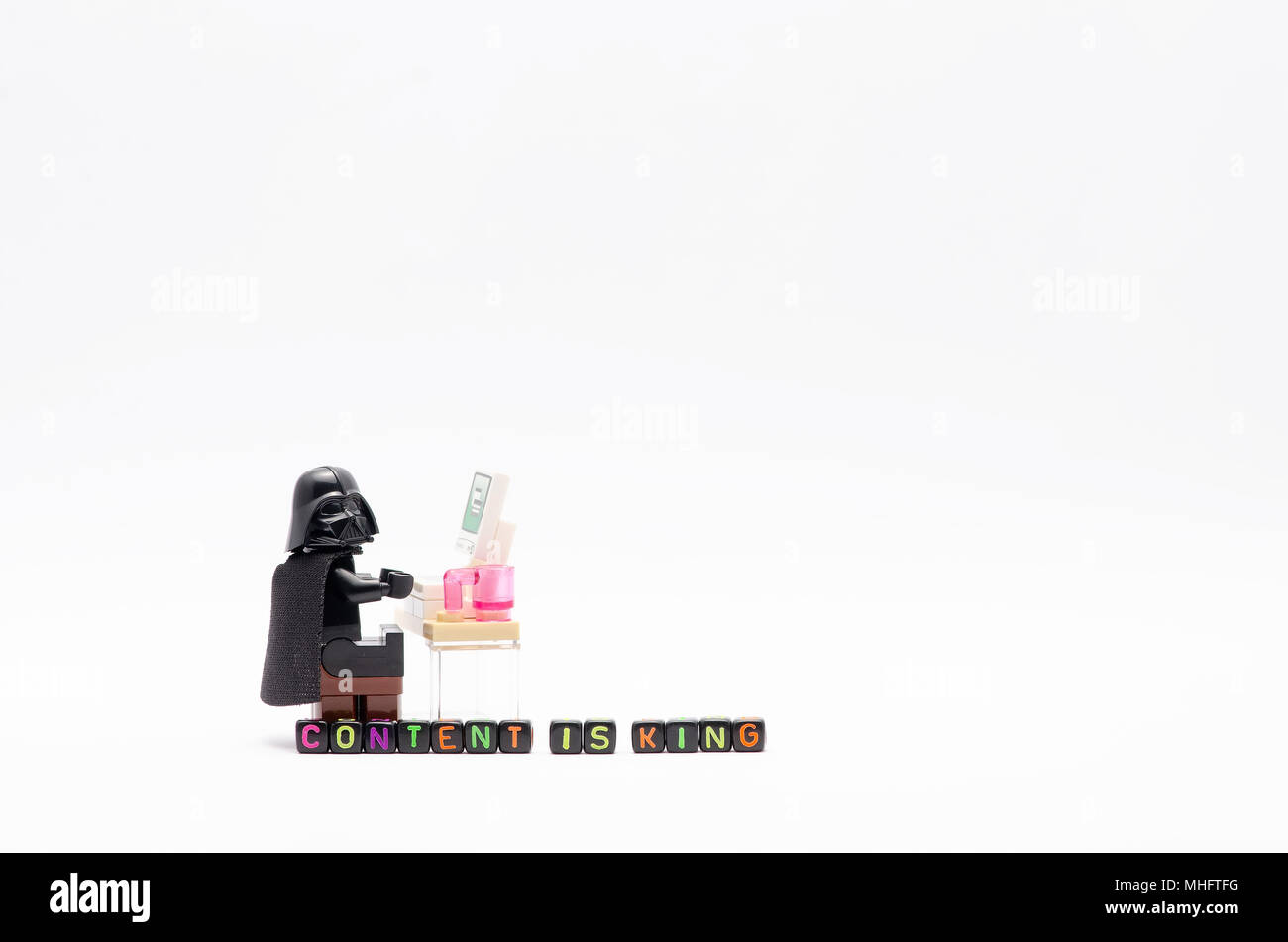 Lego Darth Vader On Chair With Word Content Is King Lego