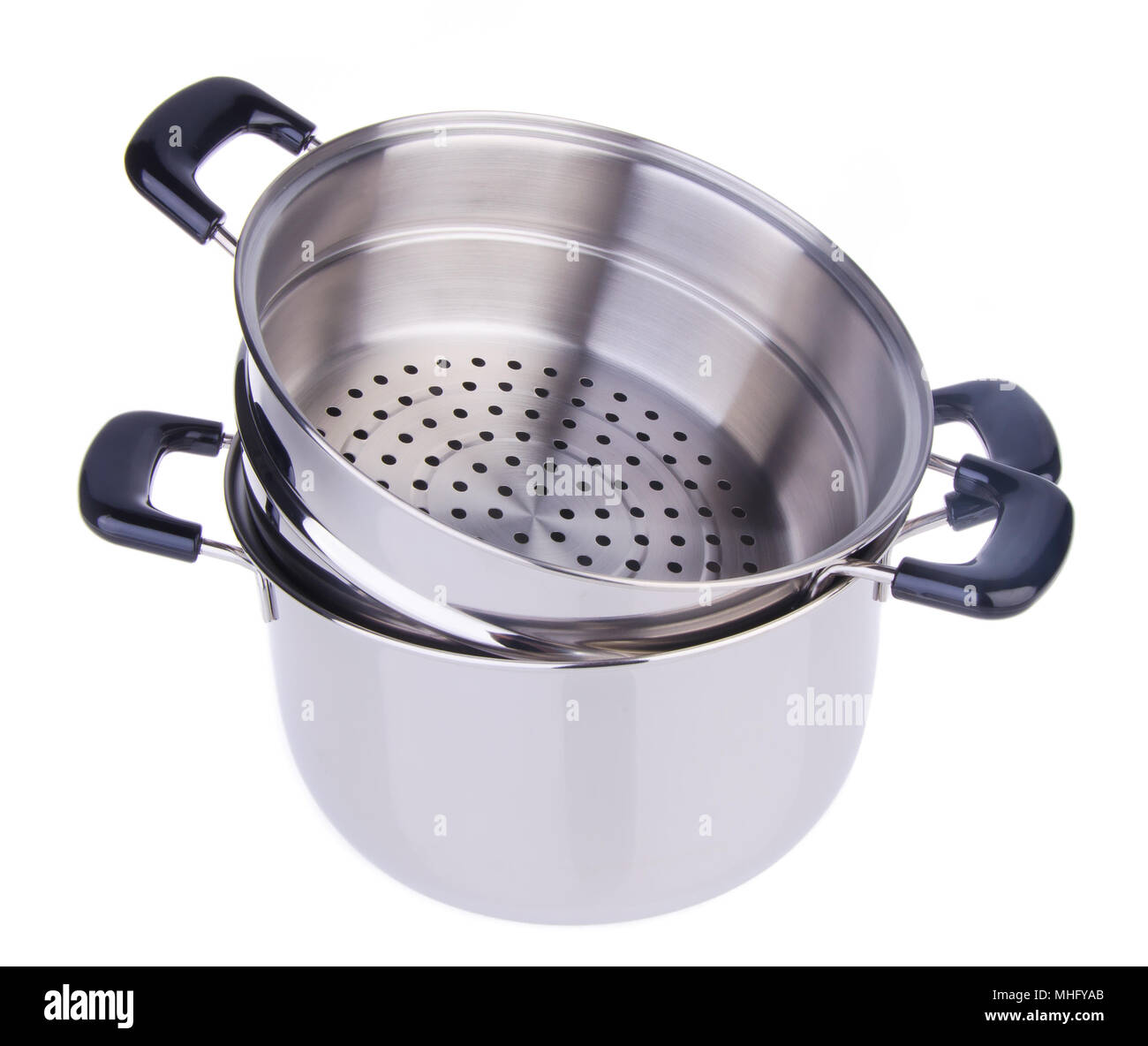 steamer pan on white background Stock Photo Alamy