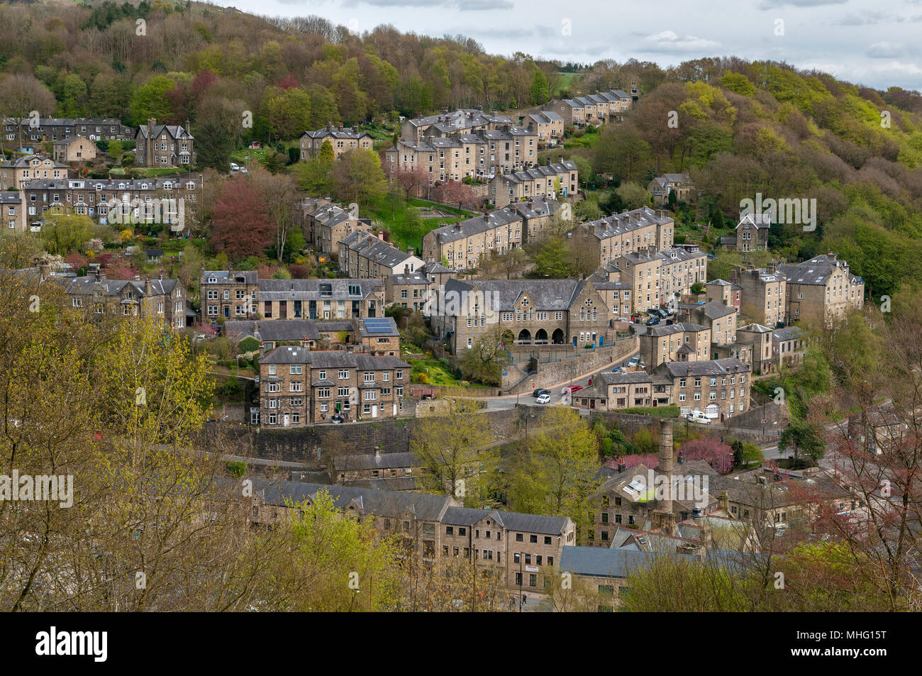 Hebden Bridge houses on hillside Stock Photo Alamy