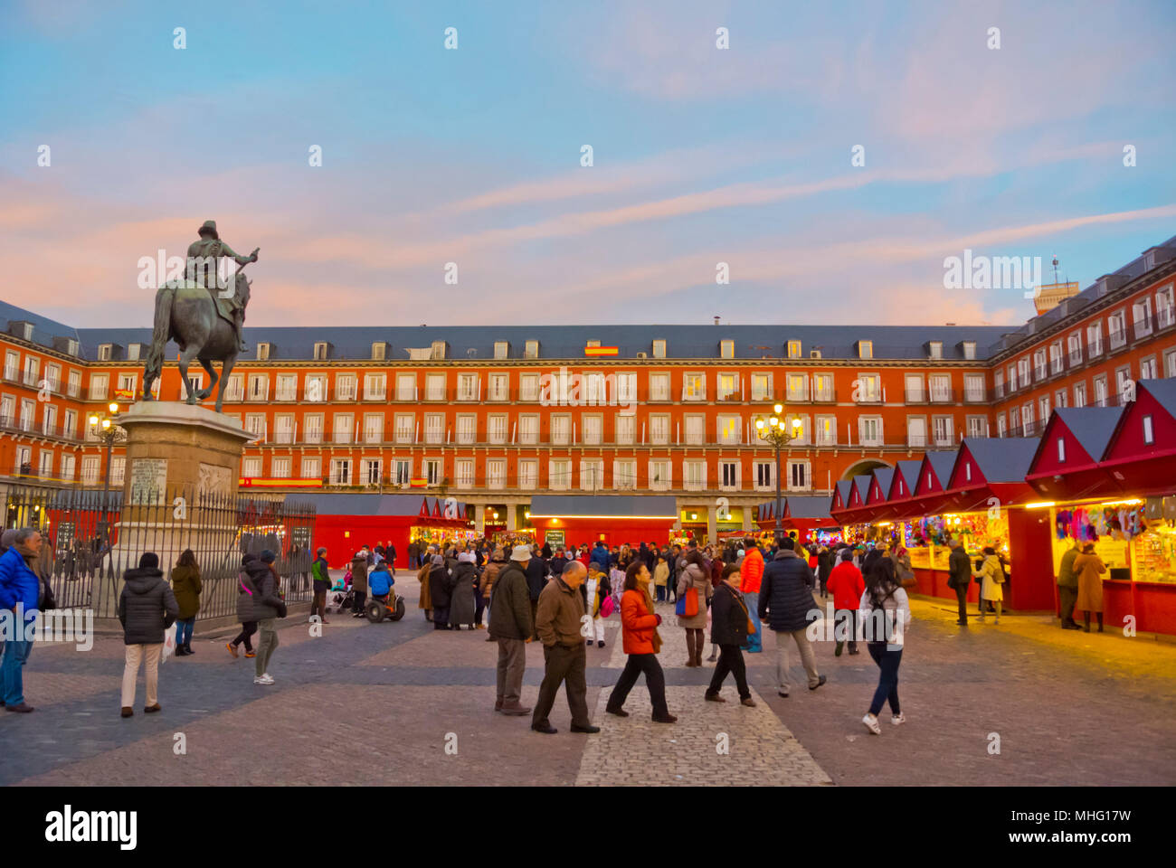 Christmas market, Plaza Mayor, Madrid, Spain Stock Photo