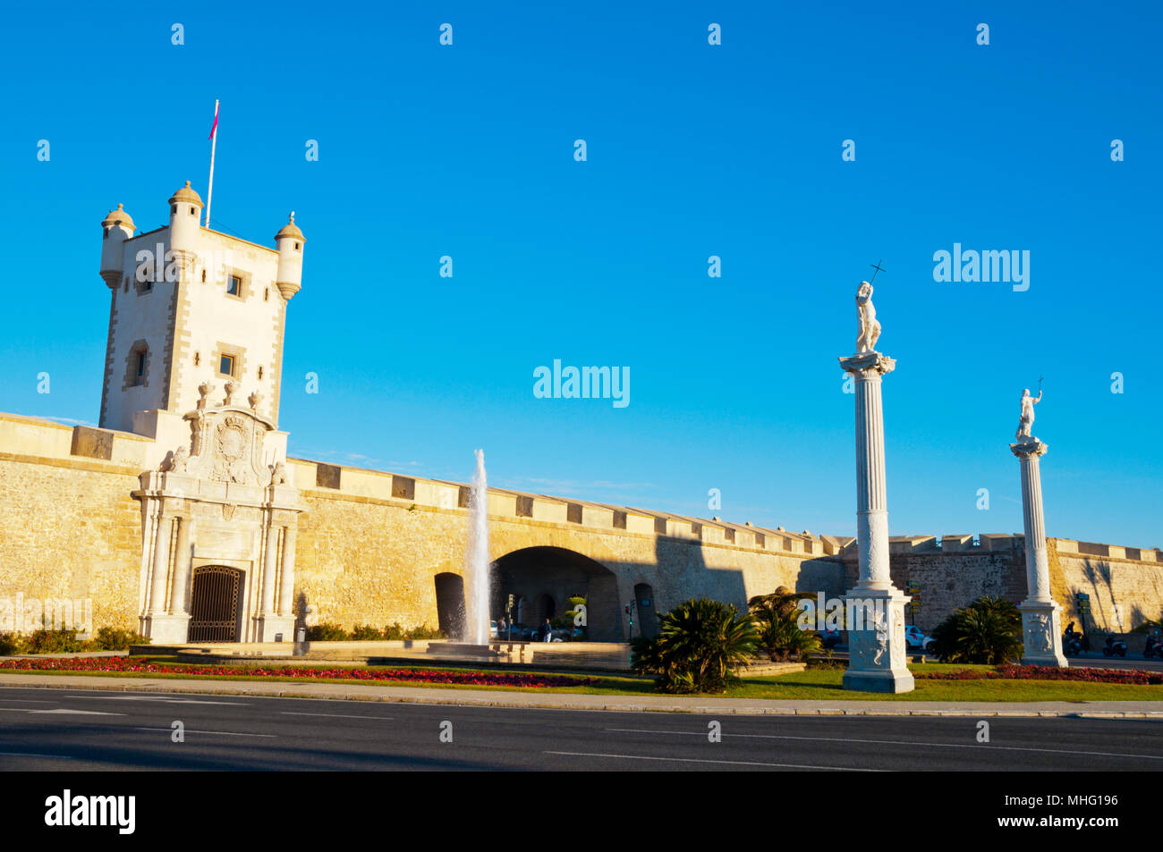 Puerta de Tierra, Plaza de la Constitucion, Cadiz, Andalusia, Spain Stock Photo