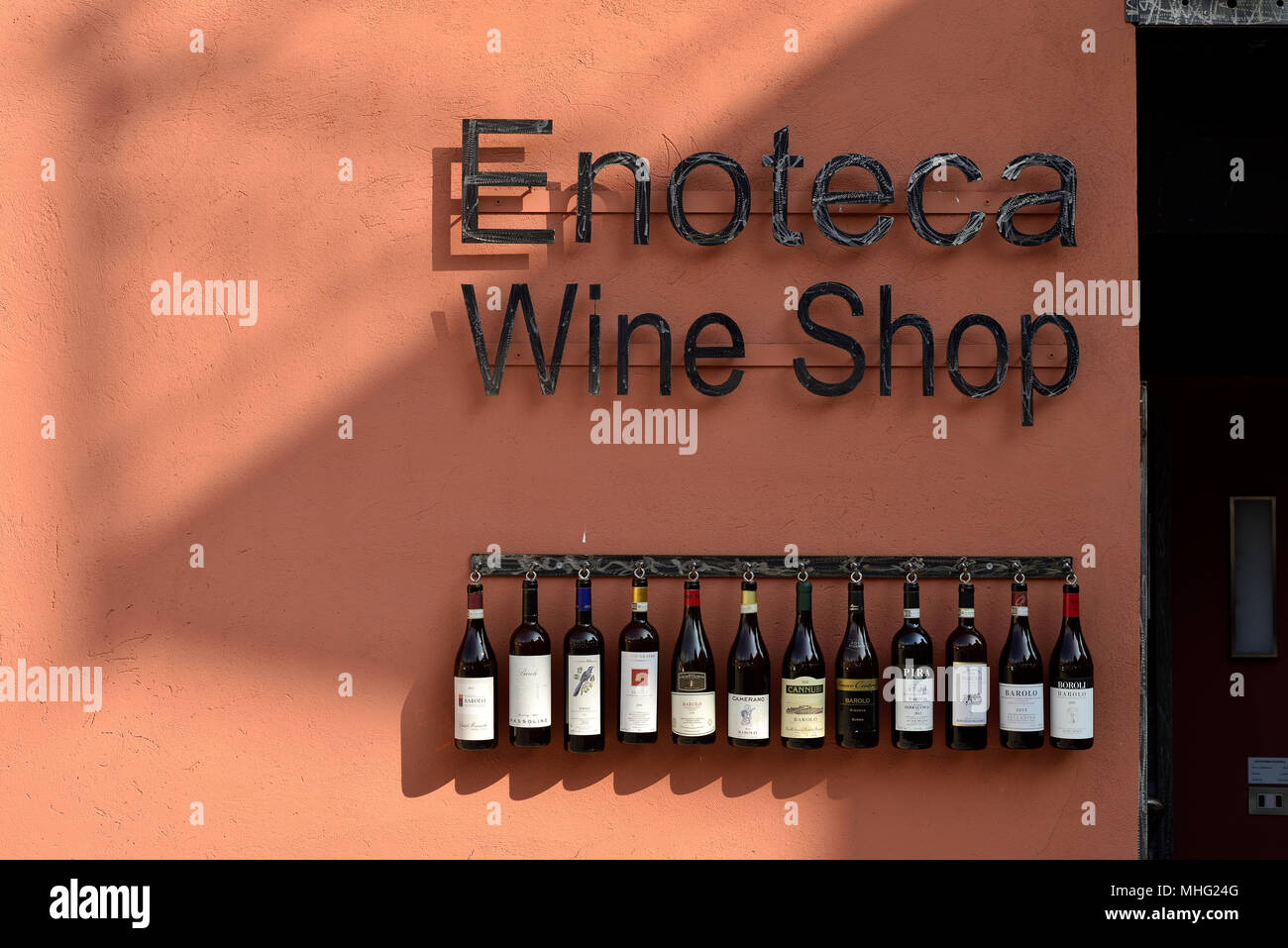 Front of a bar in Barolo, Italy Stock Photo Alamy