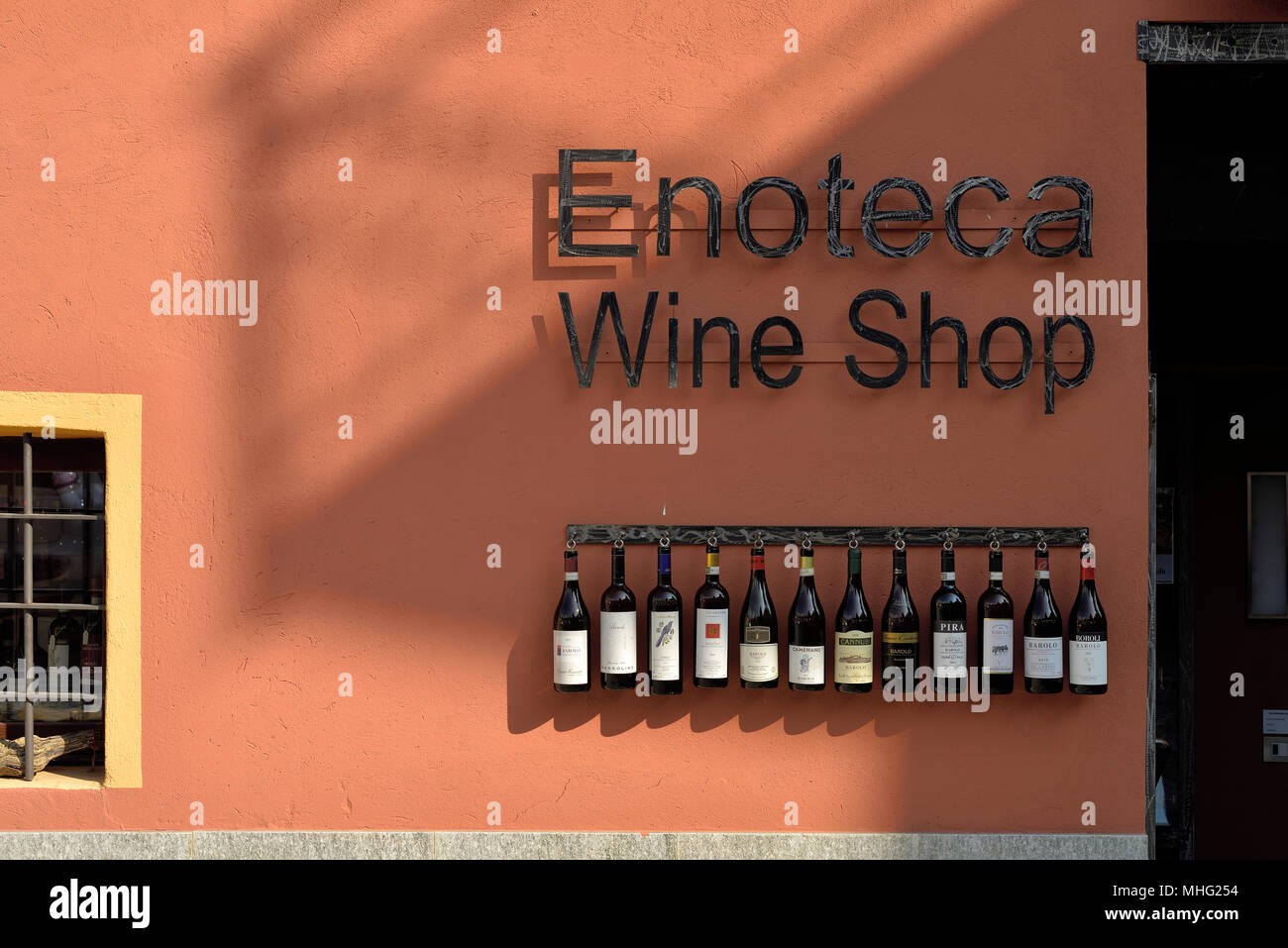 Front of a bar in Barolo, Italy Stock Photo Alamy