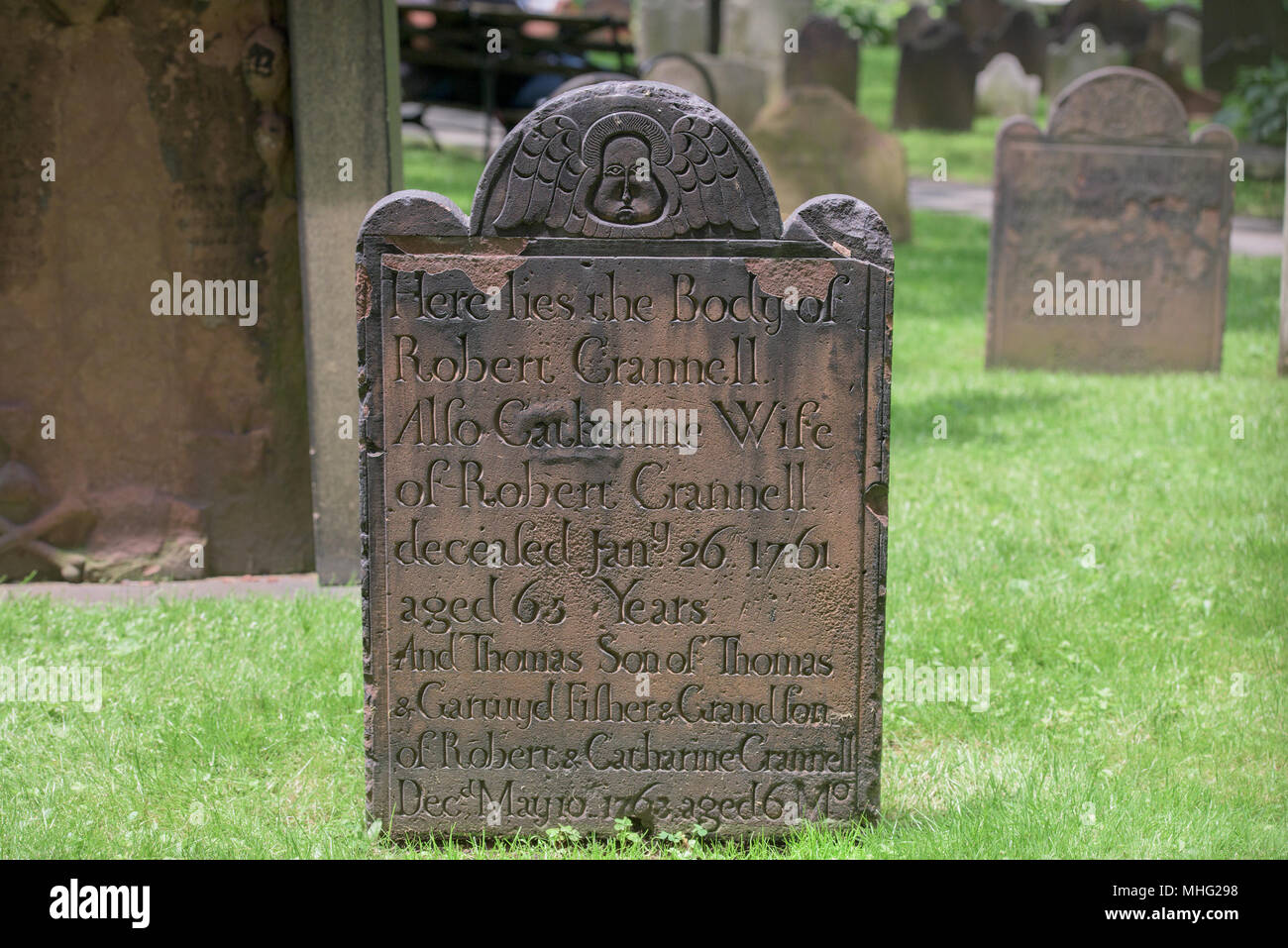 NEW YORK USA 11 JUNE 2015 Trinity Old Tombstones Of 1700 Stock