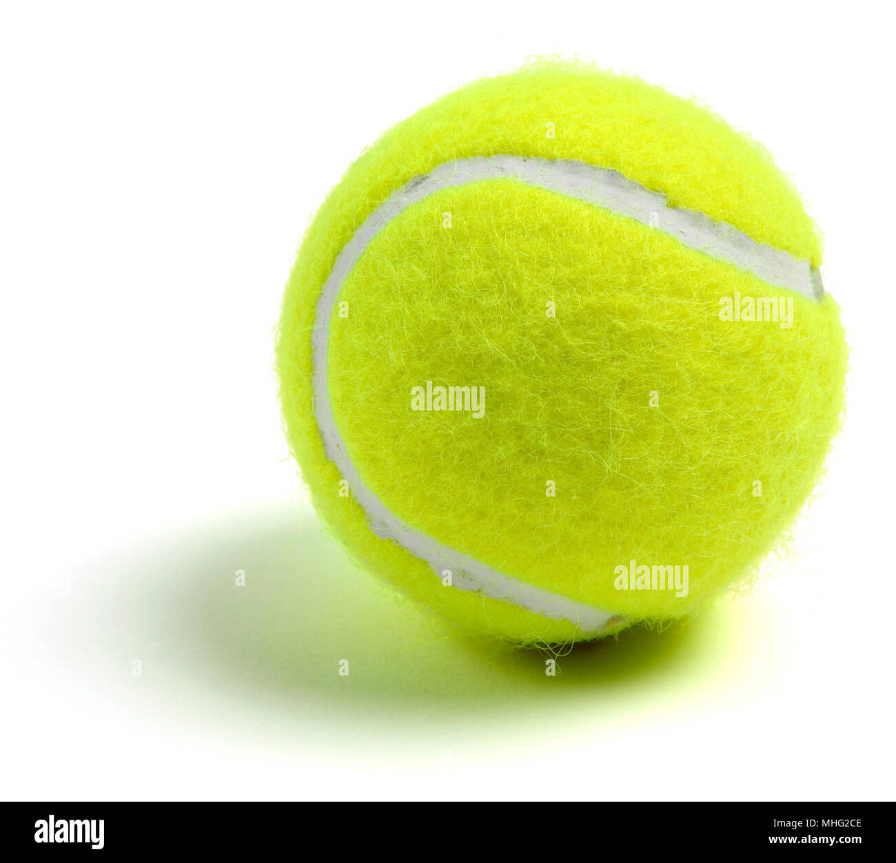 Single tennis ball on white, with a drop shadow Stock Photo