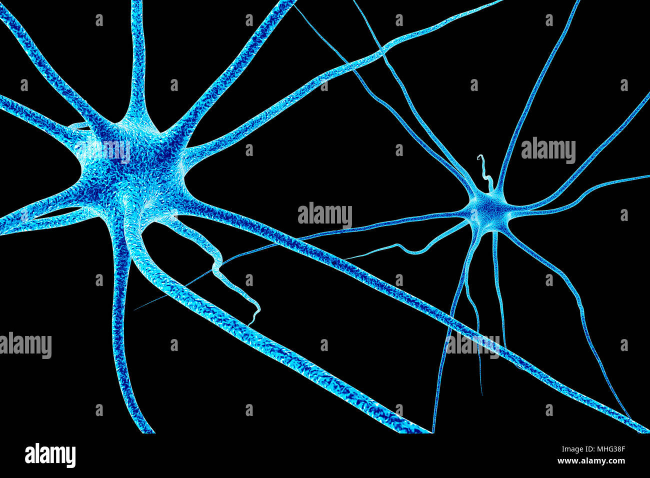 The neurons of the brain cell. 3D render Stock Photo