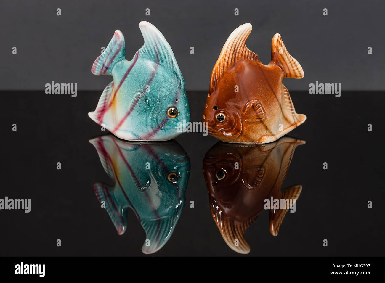 ceramic fish replicas salt and pepper shaker set Stock Photo Alamy