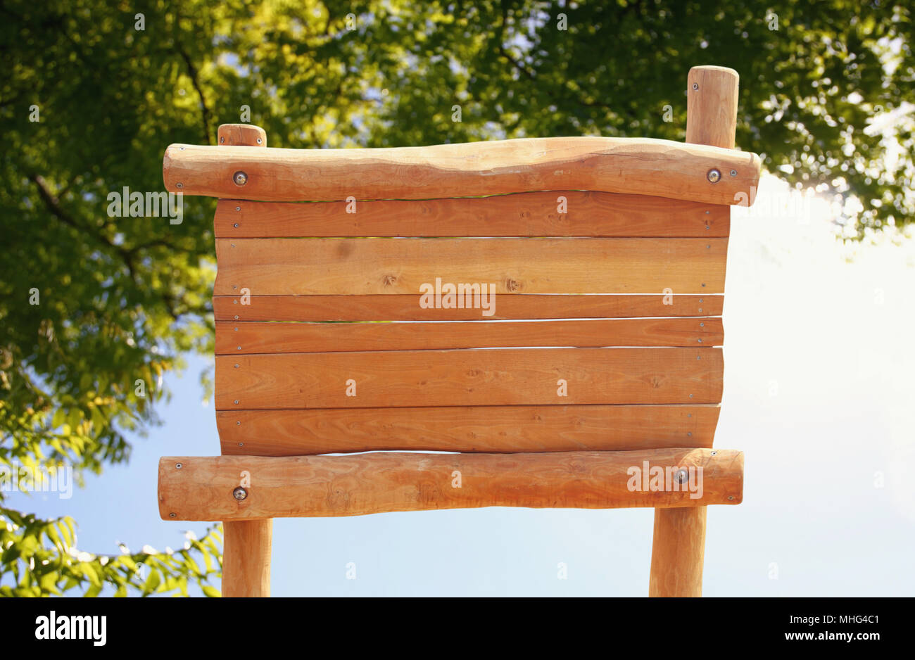 image of wooden sign in front of trees at the forest Stock Photo - Alamy