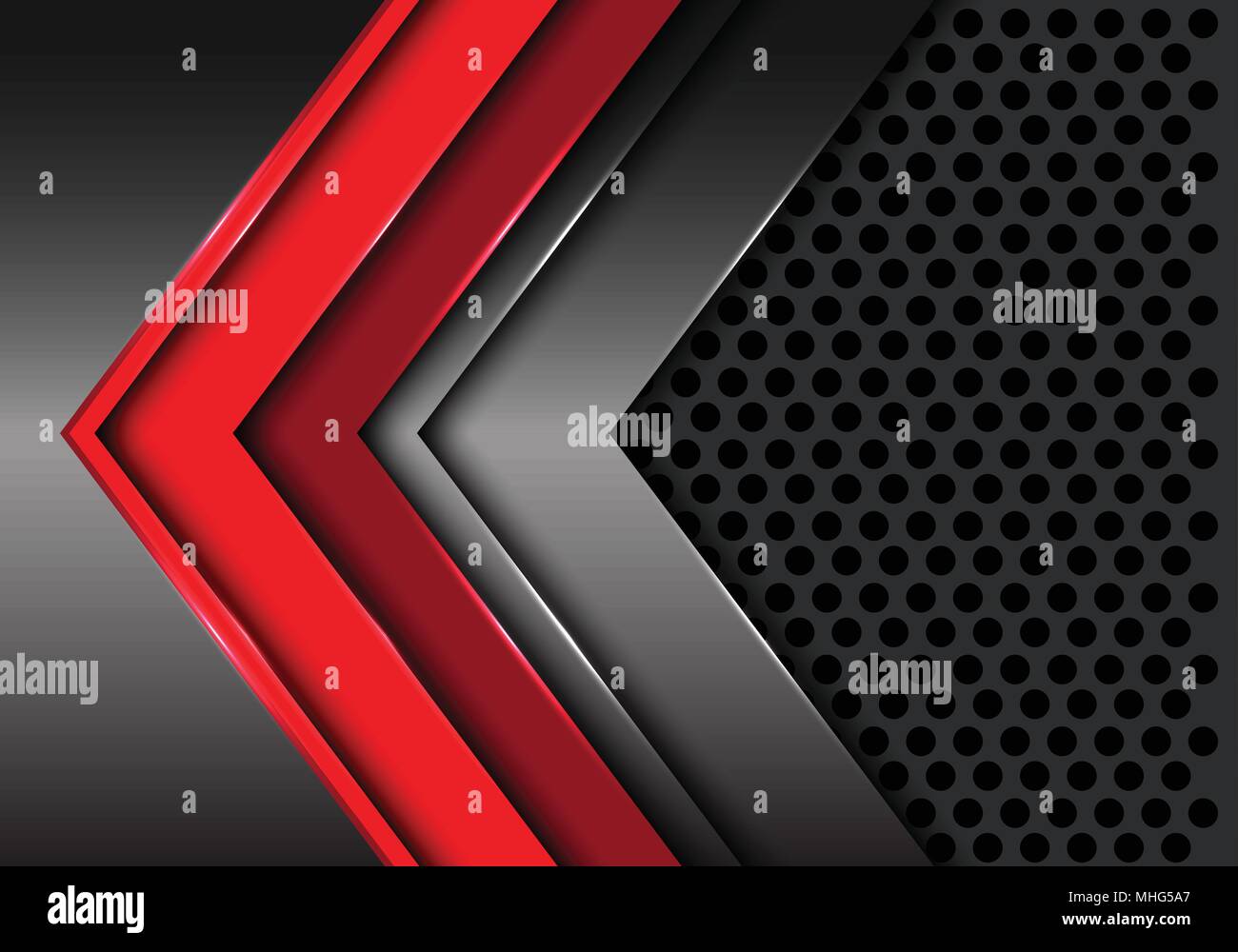 Abstract red arrow dark metal on circle mesh design modern futuristic ...
