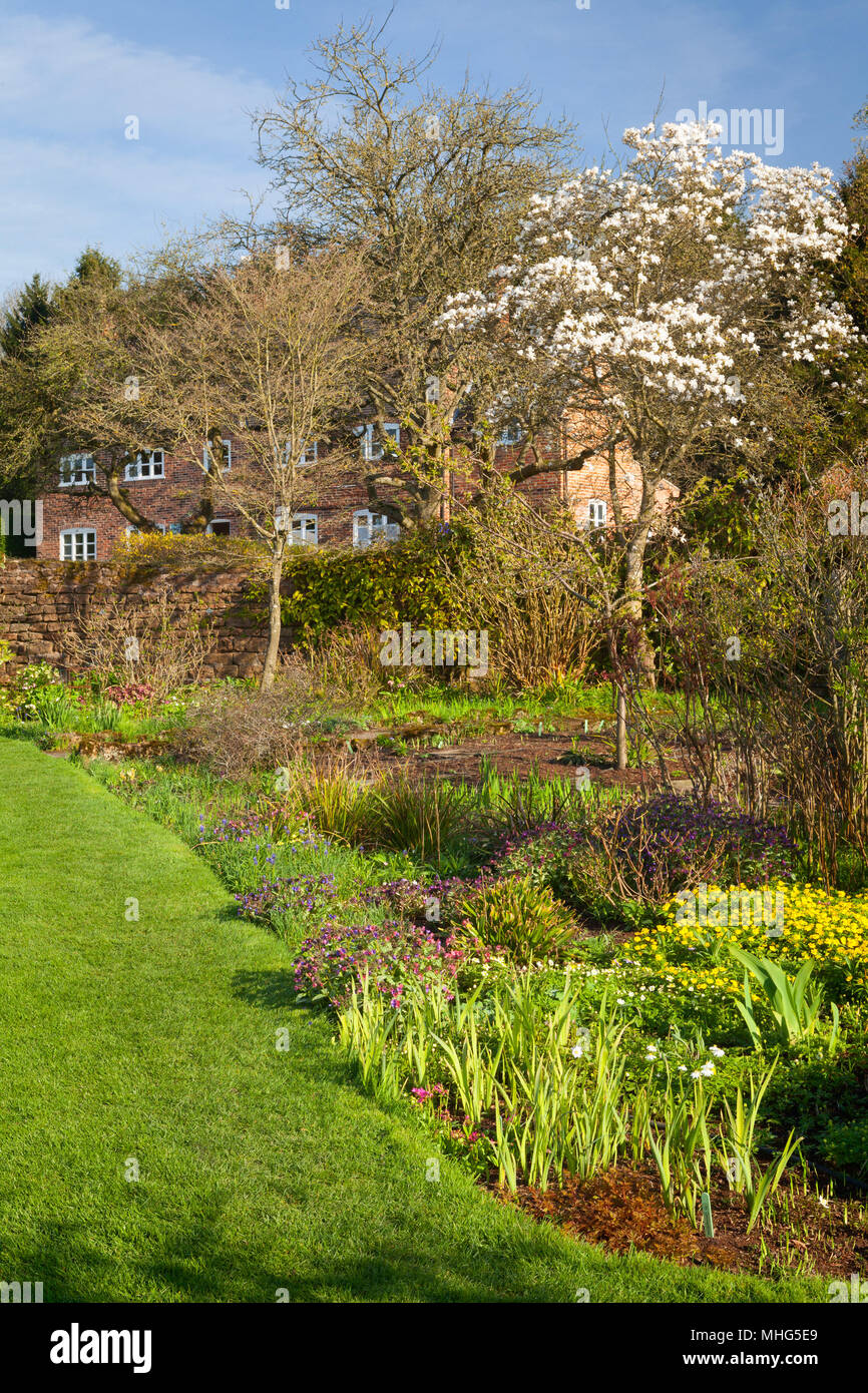 Felley Priory Gardens, Felley Priory, Underwood, Nottinghamshire, UK. Spring, April 2018. Stock Photo